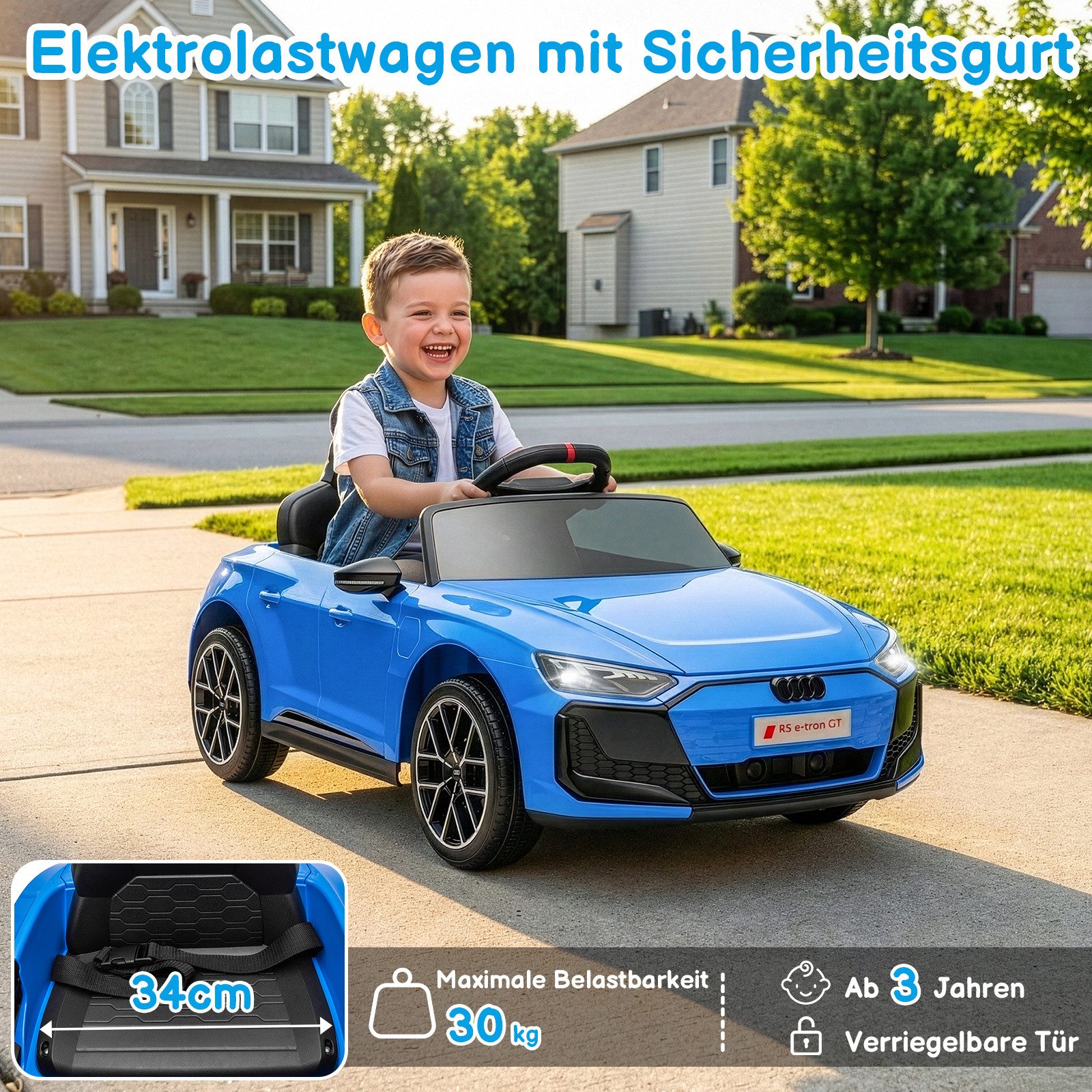 LALAHO Elektro-Kinderauto Elektro-Kinderauto Elektroauto Audi RS E-Tron GT, Sanfter Start