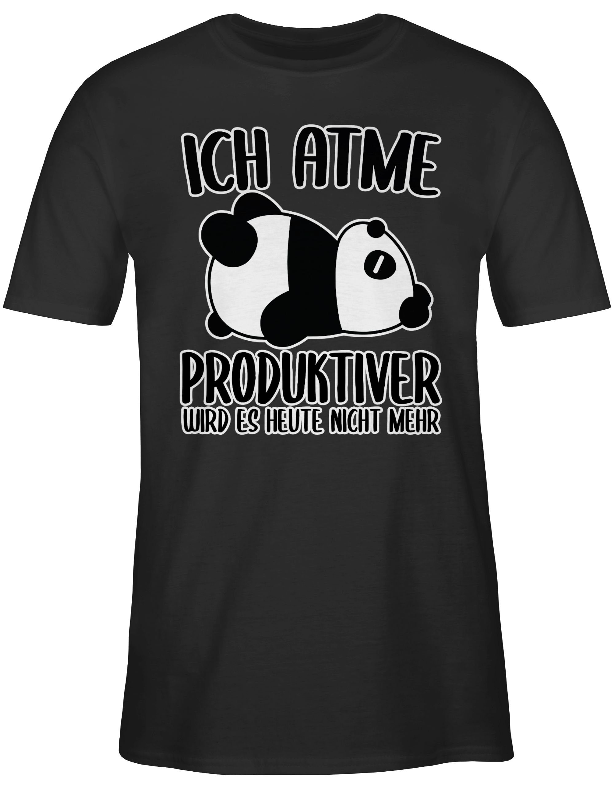 Statement es mehr Ich mit Spruch atme Schwarz nicht T-Shirt 01 weiß produktiver Shirtracer Panda mit Sprüche - wird