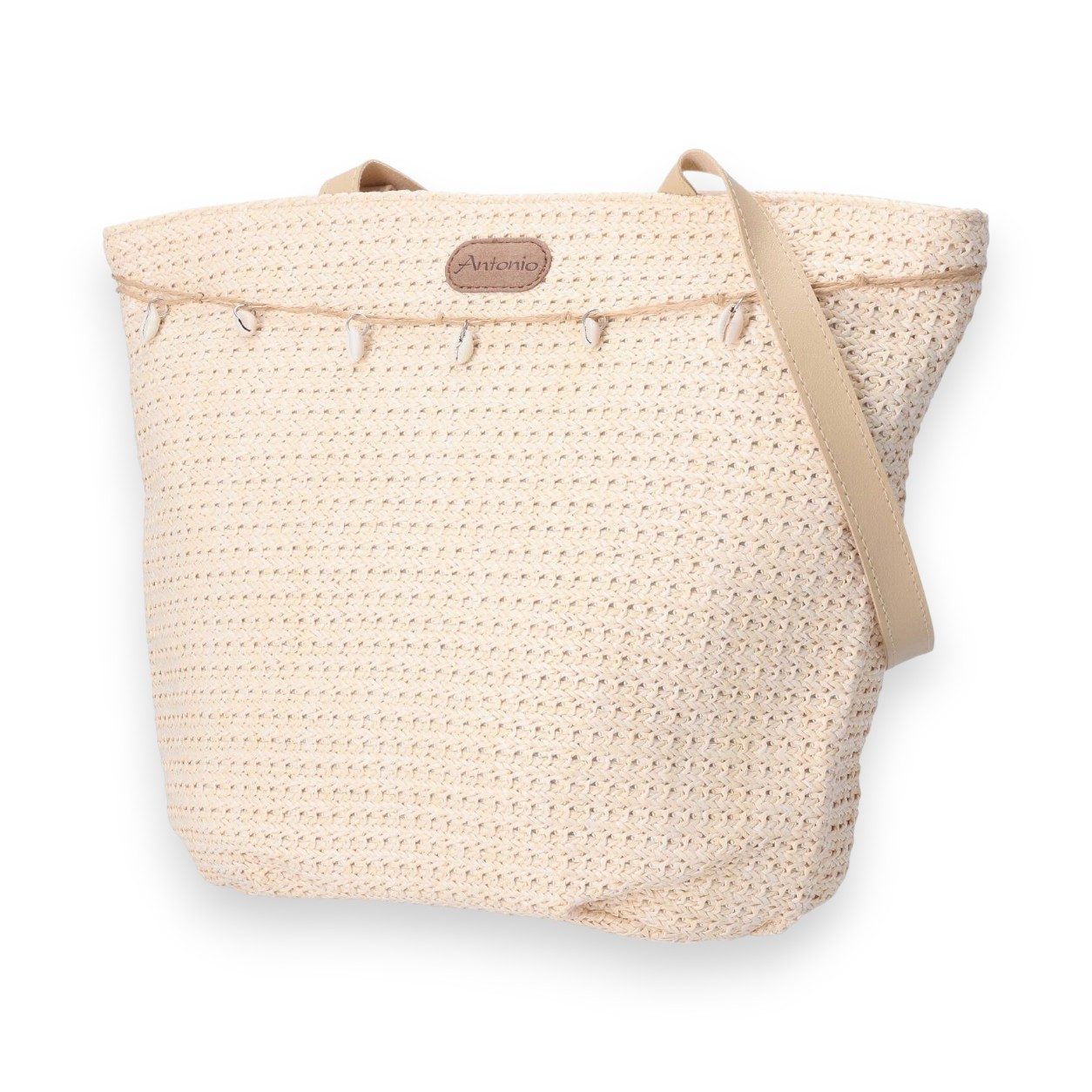 VewoTex Umhängetasche Damen Bast Tasche L » Umhängetasche ca. 40x32cm » sommerliche Tasche (Einzeln, 1-tlg., Kein Set), Handtasche mit kleinen Muscheln