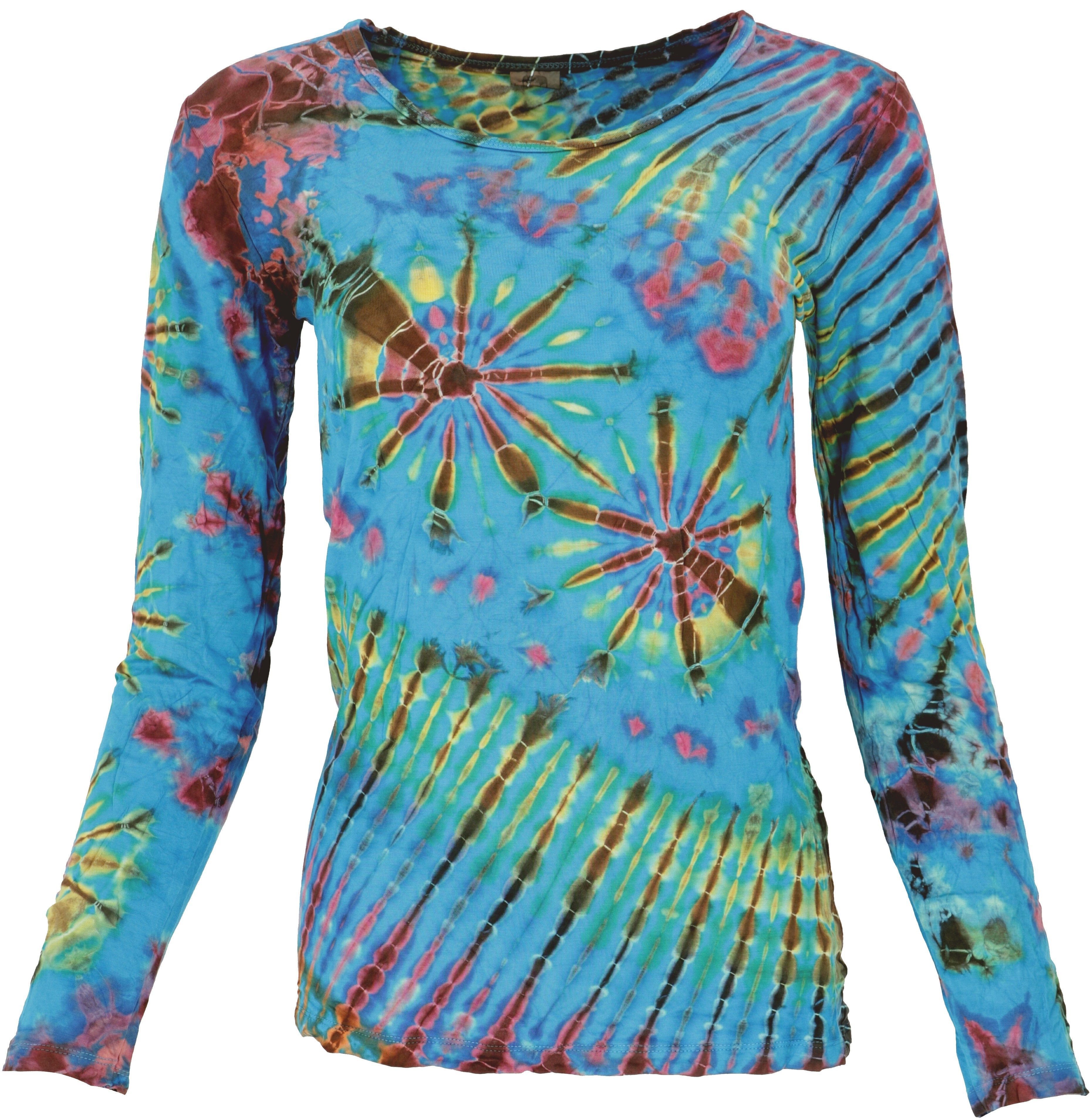 Longsleeve Unikat Batik Shirt, Unikat Boho Langarmshirt -..