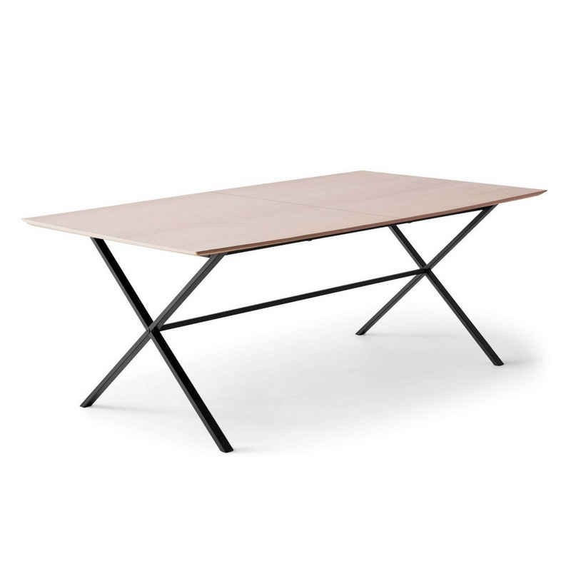 Hammel Furniture Esstisch Meza Designtisch mit Auszugsfunktion und 2 Einlegeplatten, MDF-Tischplatte, gekreuztes Metallgestell, in zwei Breiten