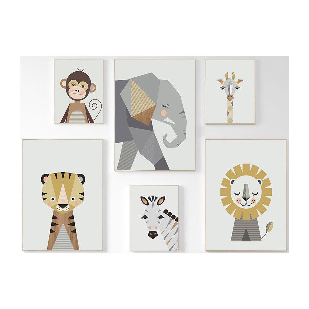 Pippolipo Poster Bilder Kinderzimmer Deko Babyzimmer Wohnzimmer A4, (6er Se günstig online kaufen