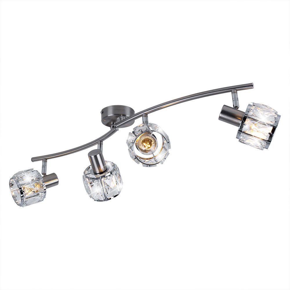 GLOBO LIGHTING LED Deckenleuchte, Leuchtmittel nicht inklusive, Chrom Decken Lampe Kristall Strahler schwenkbar Wohn Zimmer Glas Spot