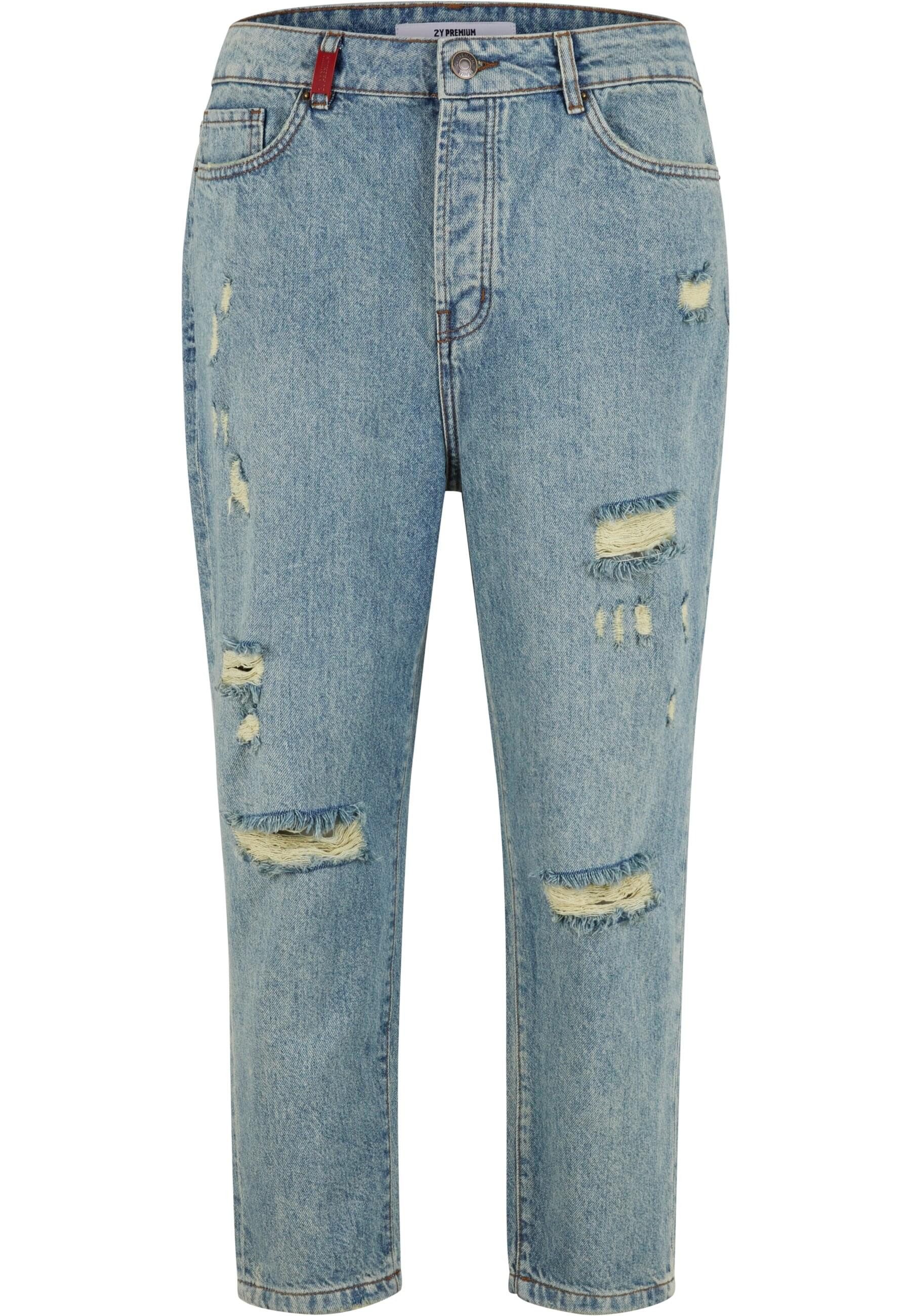 2Y Premium Bequeme Jeans 2Y Premium Herren 2Y Destroyed Relax Denim (1-tlg)