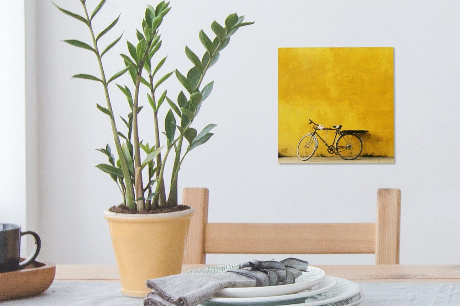 Leinwandbild Leinwand Gelb, Schwarz (1 für Wohnzimmer St), - Bilder OneMillionCanvasses® Fahrrad - Schlafzimmer