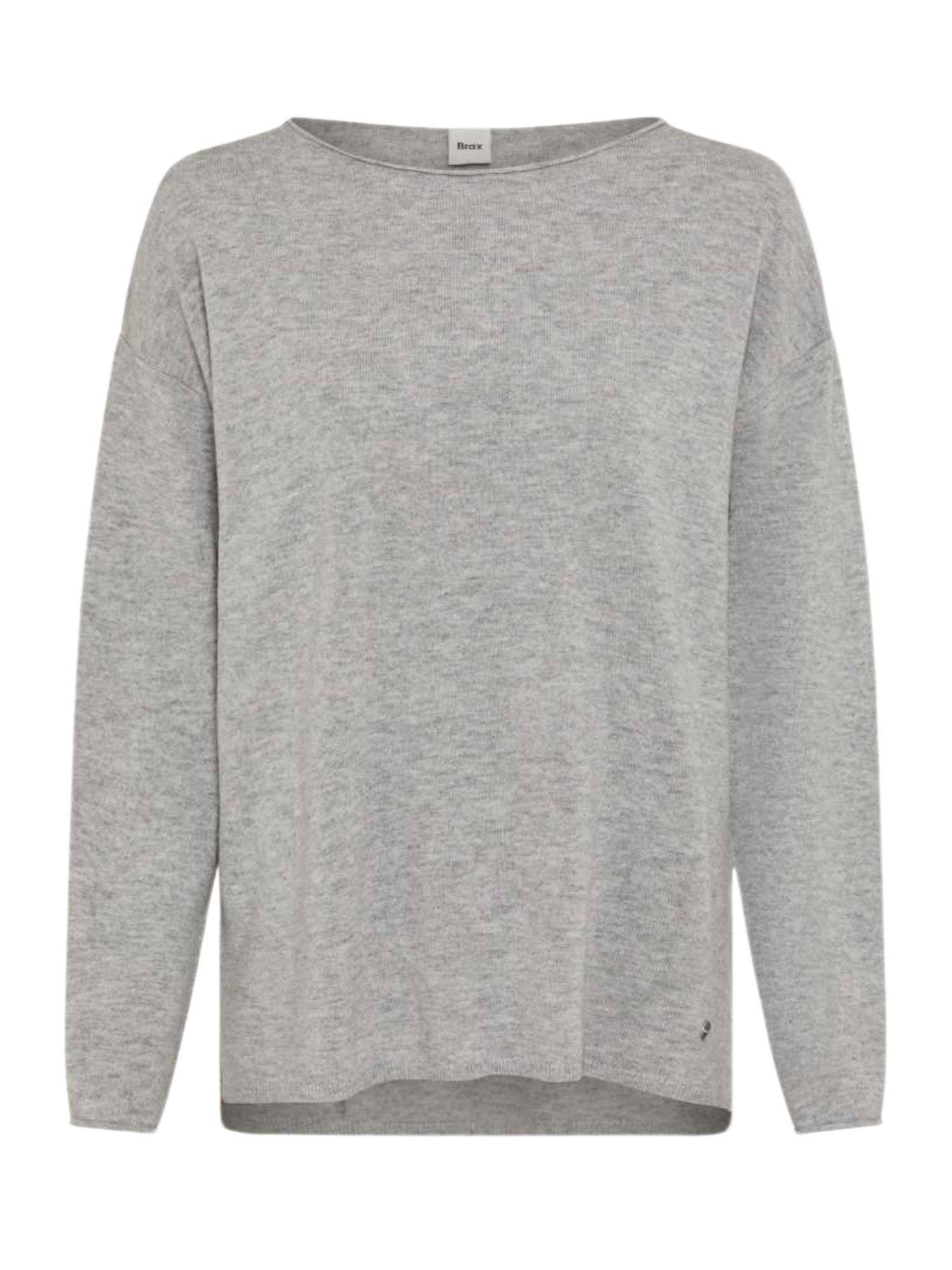 Brax Strickpullover grau,Basic,Wolle,Unifarben,U-Boot,Lang,Regular Fit