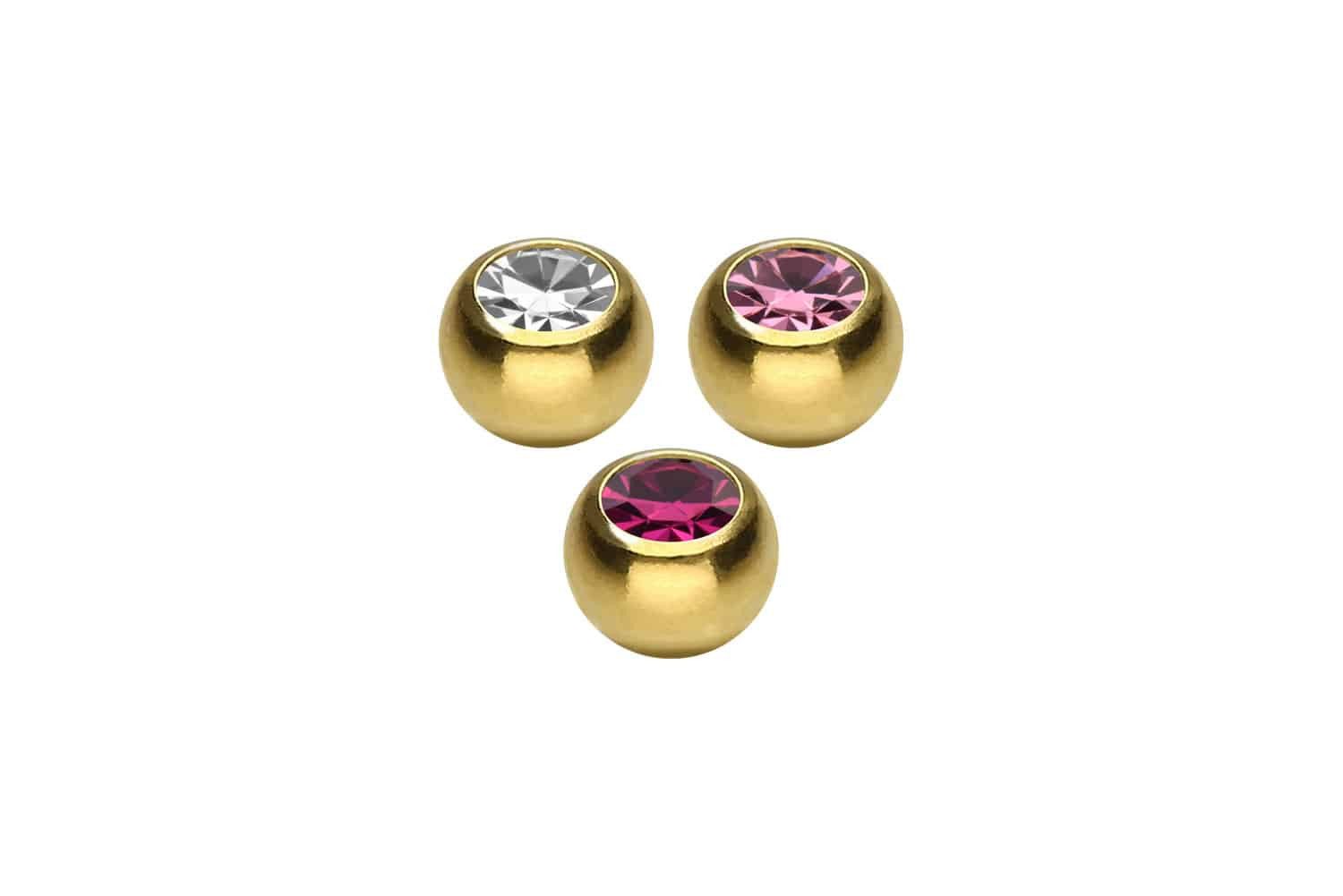 PIERCINGLINE Piercing-Set SET Chirurgenstahl Schraubkugel KRISTALL (Schraub-Aufsätze, 3erSET1 = 1,6 mm Gewinde)