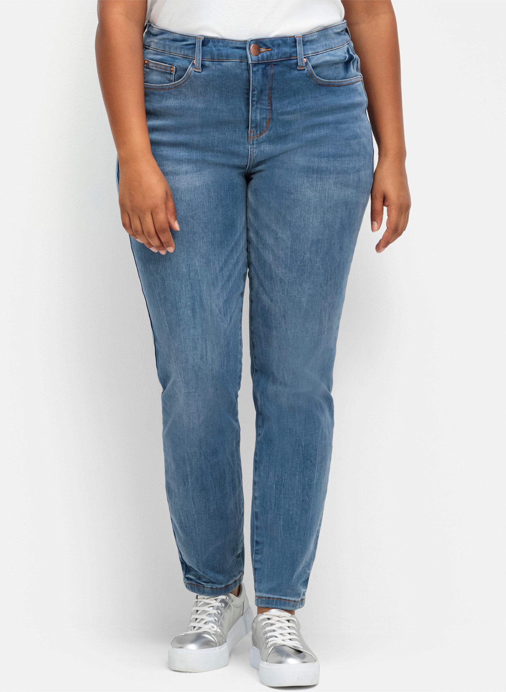 Sheego Bequeme Jeans Stretch-Jeans Skinny mit Bodyforming-Effekt