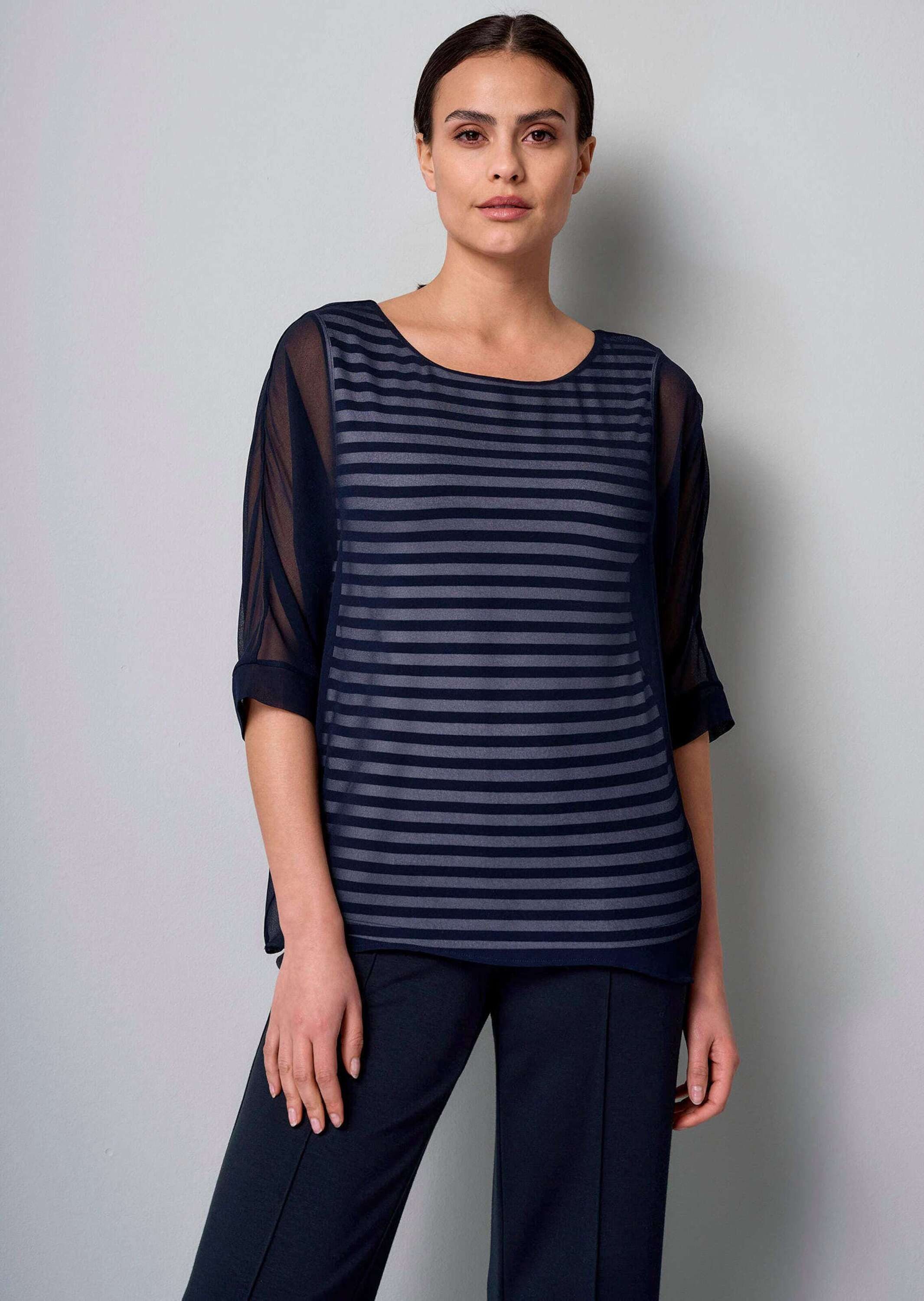 Kurzarmbluse Bluse in Streifendessin