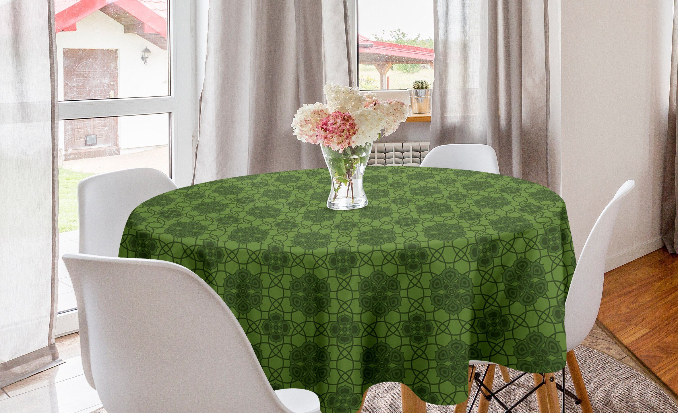 Abakuhaus Tischdecke Kreis Tischdecke Abdeckung für Esszimmer Küche Dekoration, Salbei Mandala Geometrische Blumen