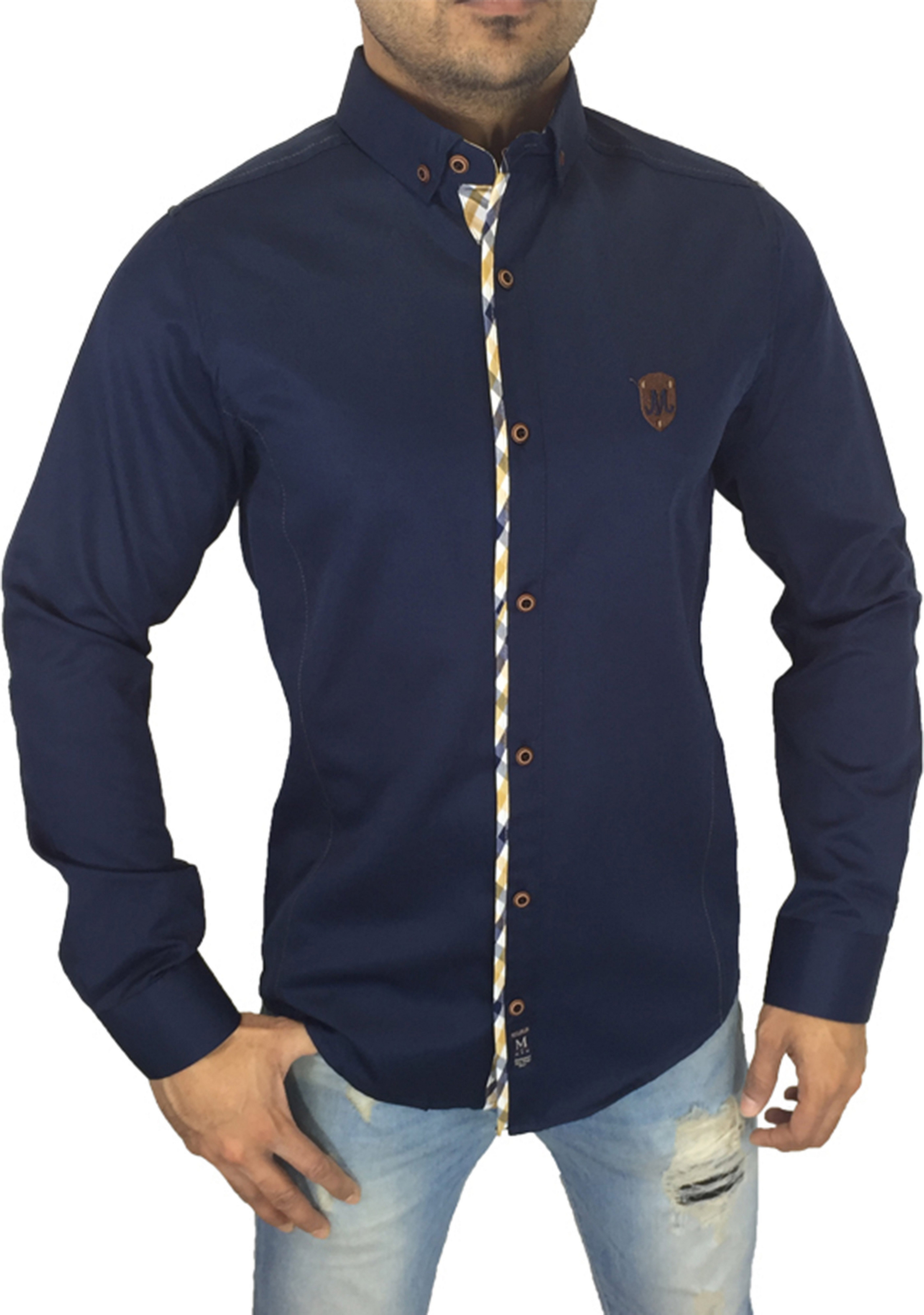 Langarmhemd Patches Kariert Hemd Button Down Outdoor Casual Style