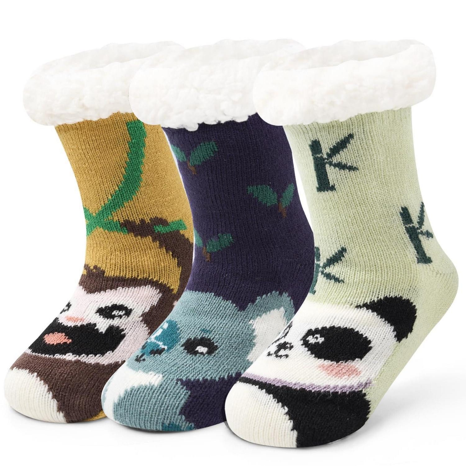 LuxusKollektion Haussocken Kindersocken Antirutsch 23-31 Panda Koala Affe