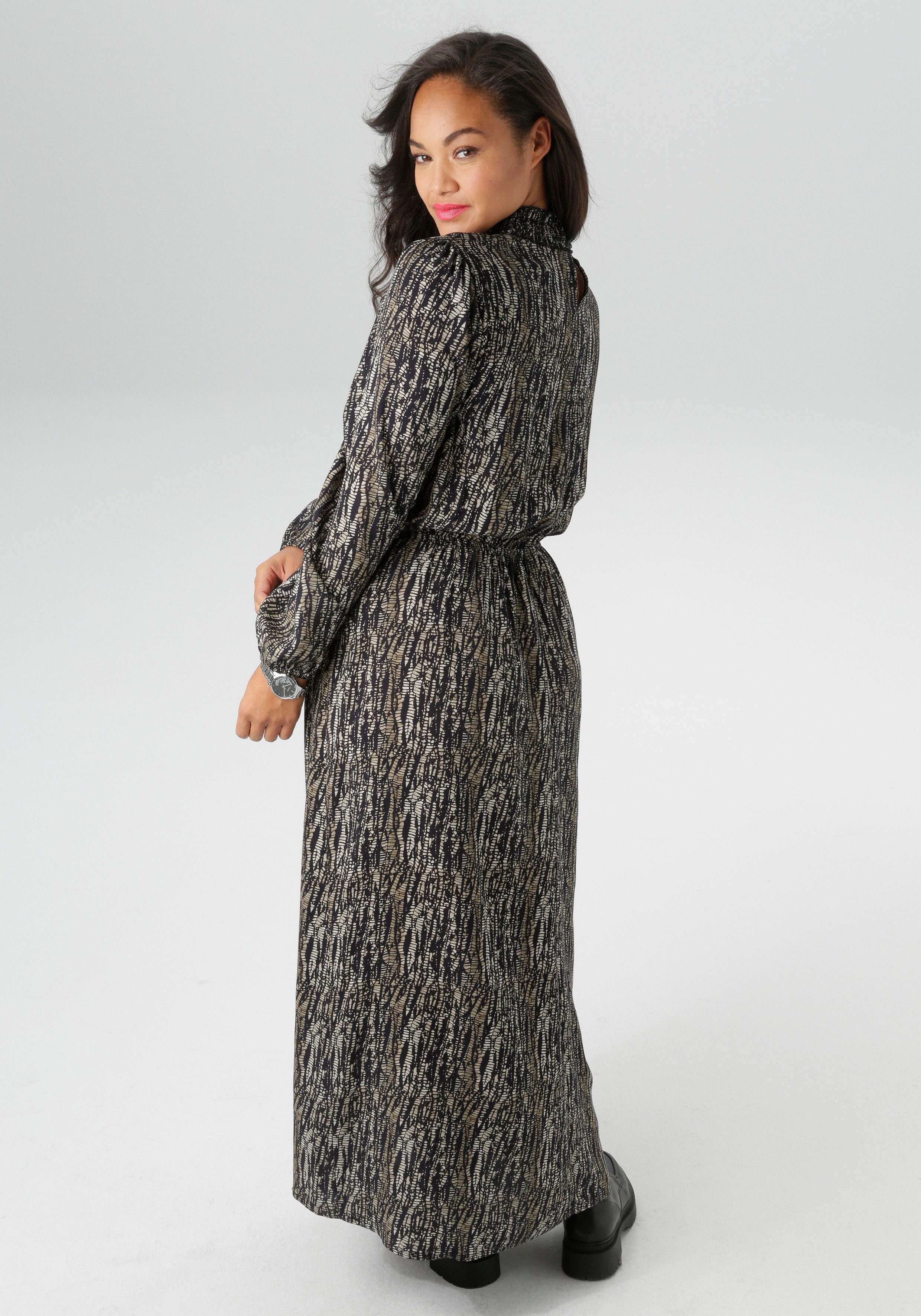 Aniston PLUS Druckkleid mit gesmoktem Stehtkragen günstig online kaufen