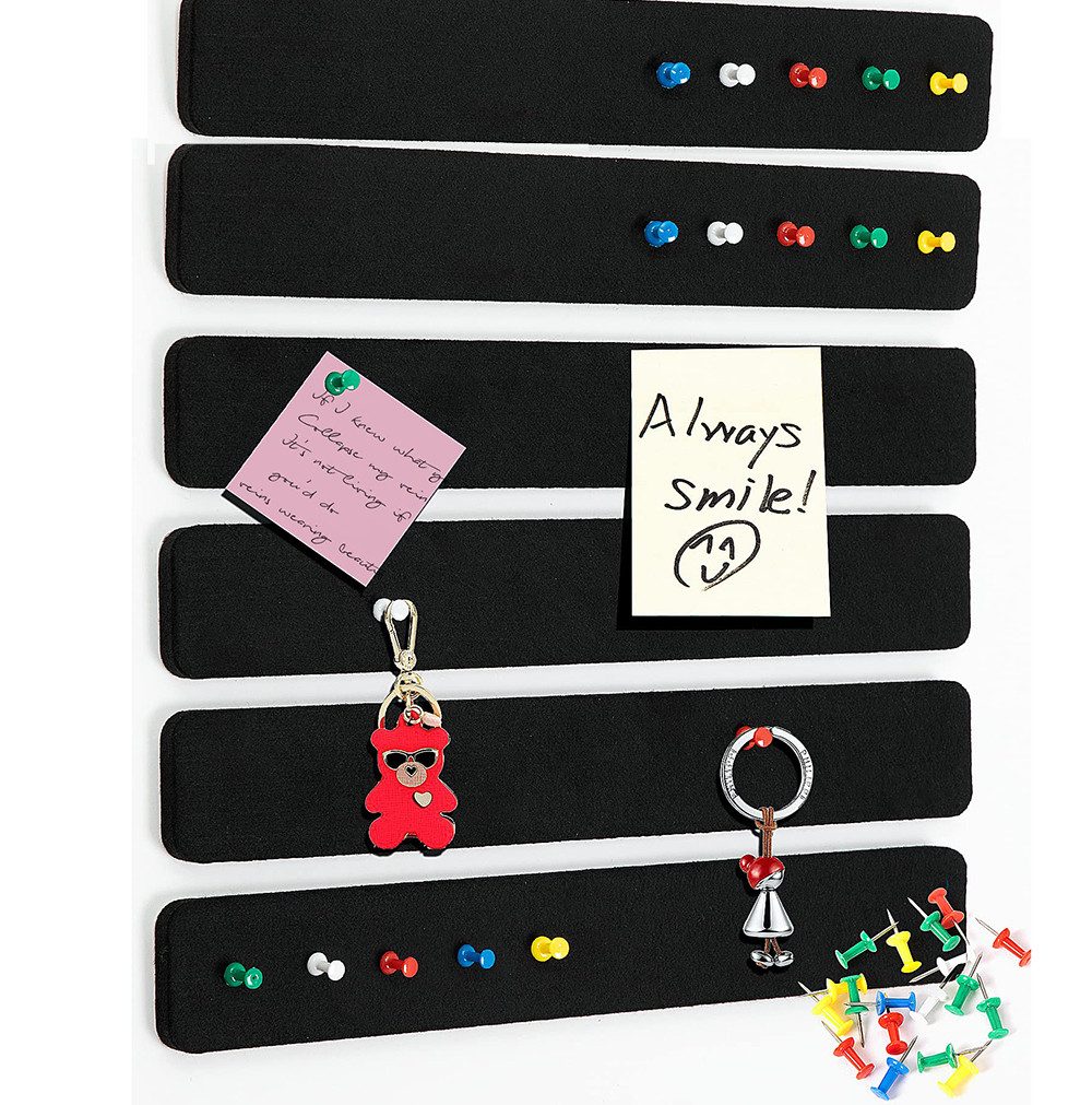 Zyronn Pinnwand selbstklebende Filz-Pinnwand,6er-Set Filz-Pinnwandleisten, 33x5x0.9cm, (6-tlg), Memotafeln Notiztafel für Fotos, Notizen und Termine, für Schlafzimmer