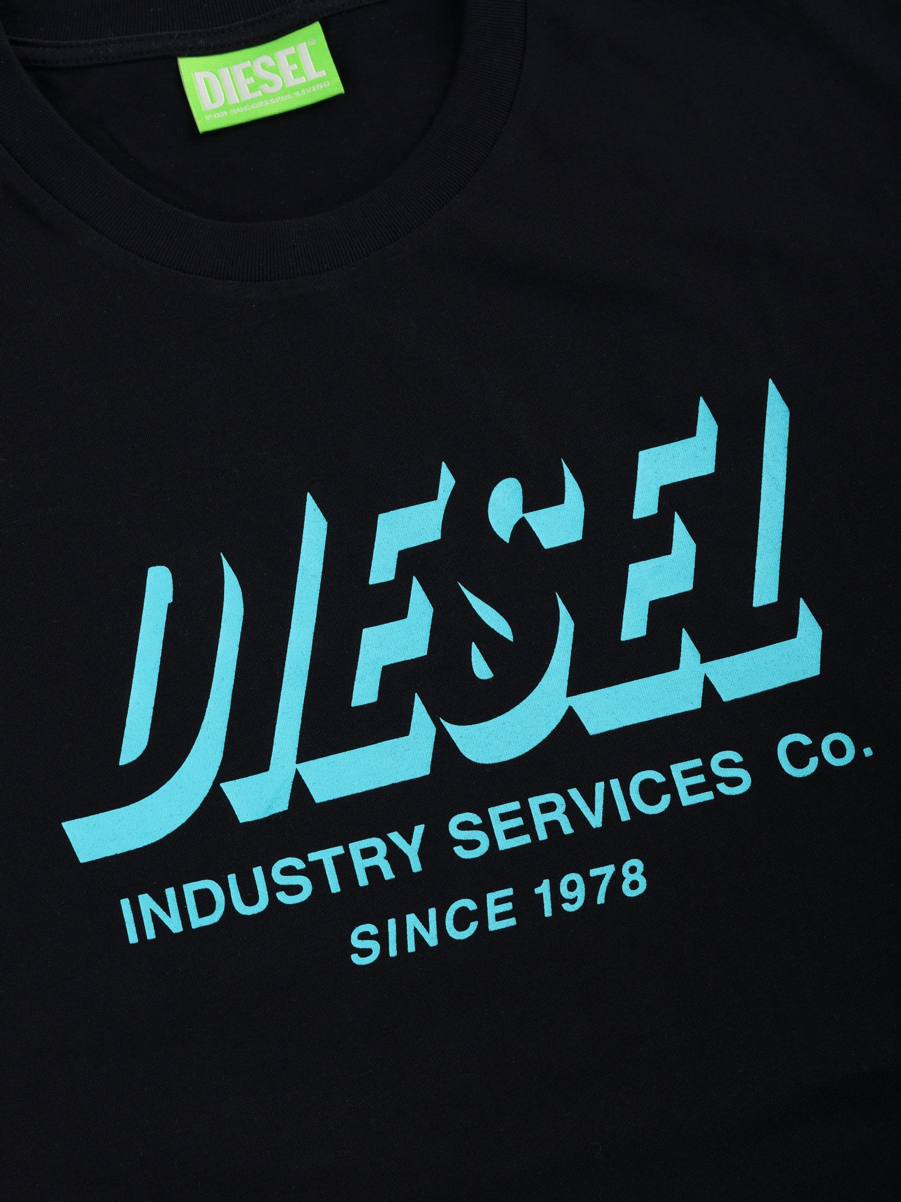 Diesel Rundhalsshirt Rundhals Logo Print Slim Fit Shirt - T-DIEGOS-A5 Schwarz