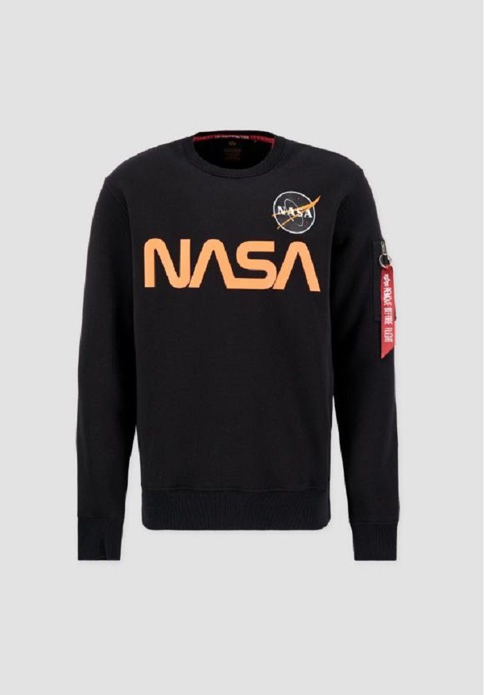 M Sweatshirt Alpha Schwarz Reflective NASA Industries Sweater Orange