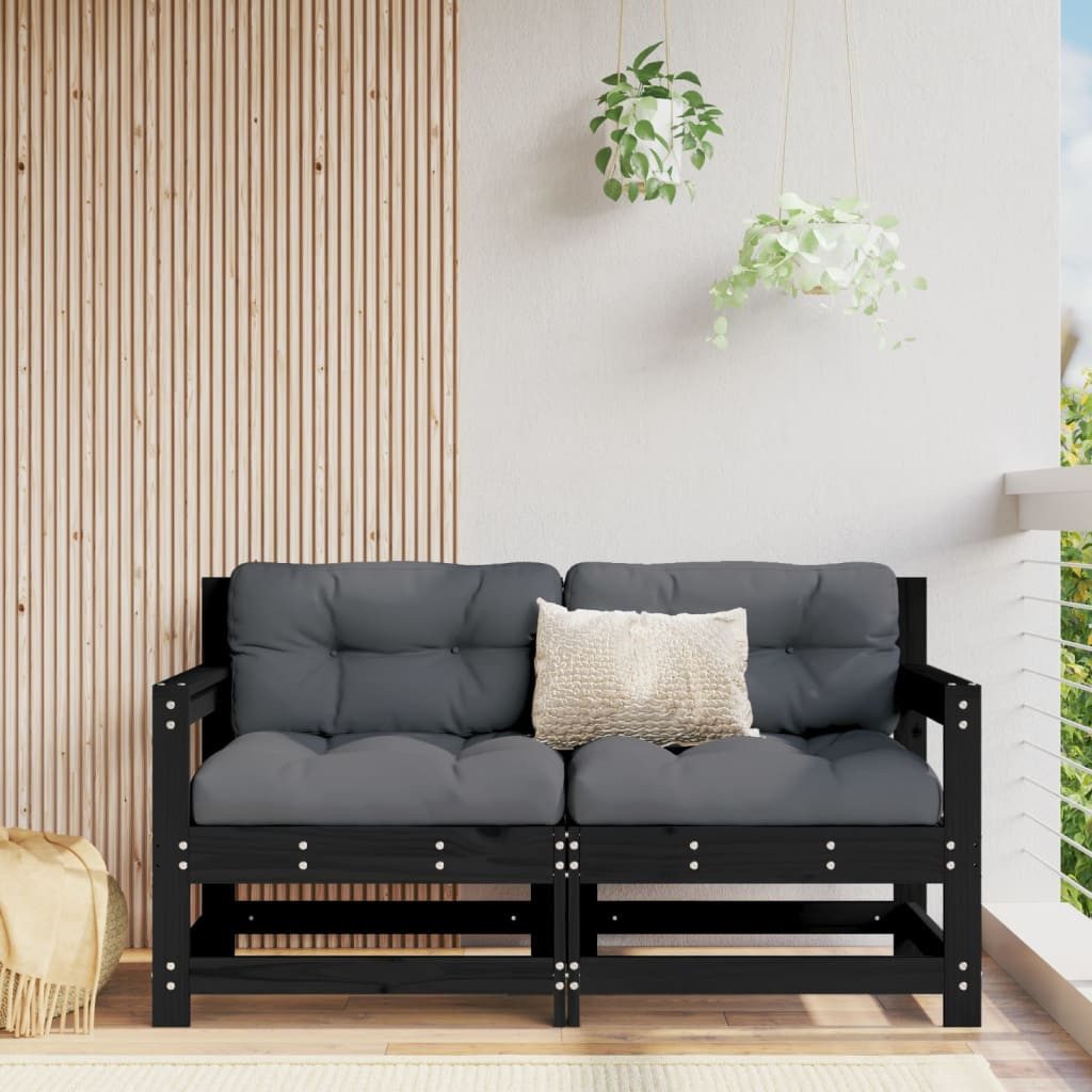 vidaXL Ecksofa Garten-Ecksofas 2 Stk. Schwarz Massivholz Kiefer günstig online kaufen