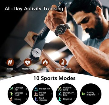 Bebinca Gesundheit & Fitness Smartwatch (1,4 Zoll, Android, iOS), Lautsprecher empfangen Sprachausgabe Mikrofon Wasserdicht MP3-Player