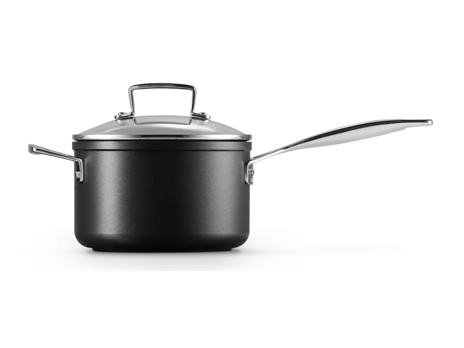 LE CREUSET Kochtopf Aluminium-Antihaft Profitopf mit Glasdeckel rund 18cm, Geschmiedetes Aluminium (harteloxiert)