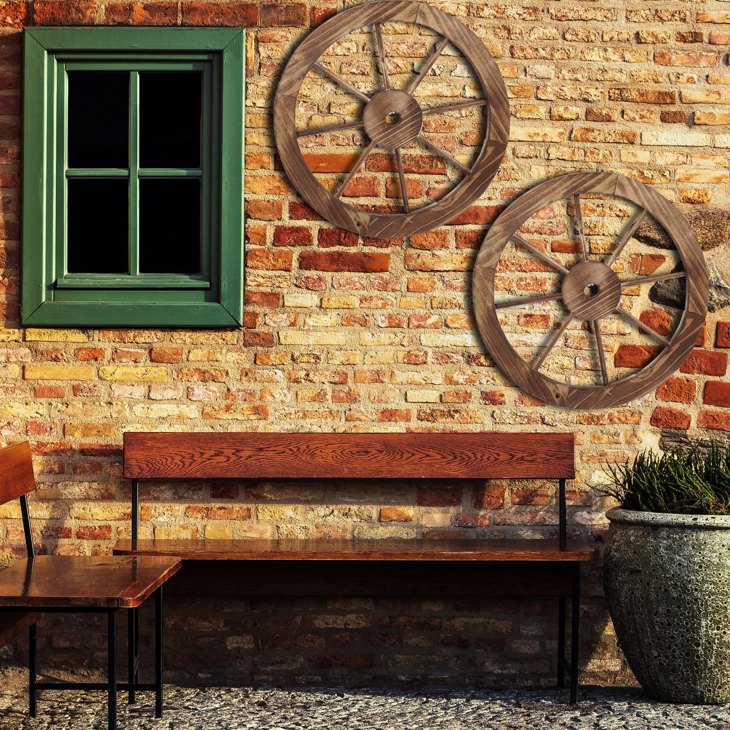 relaxdays Wanddekoobjekt Wagenrad aus Holz 75cm günstig online kaufen