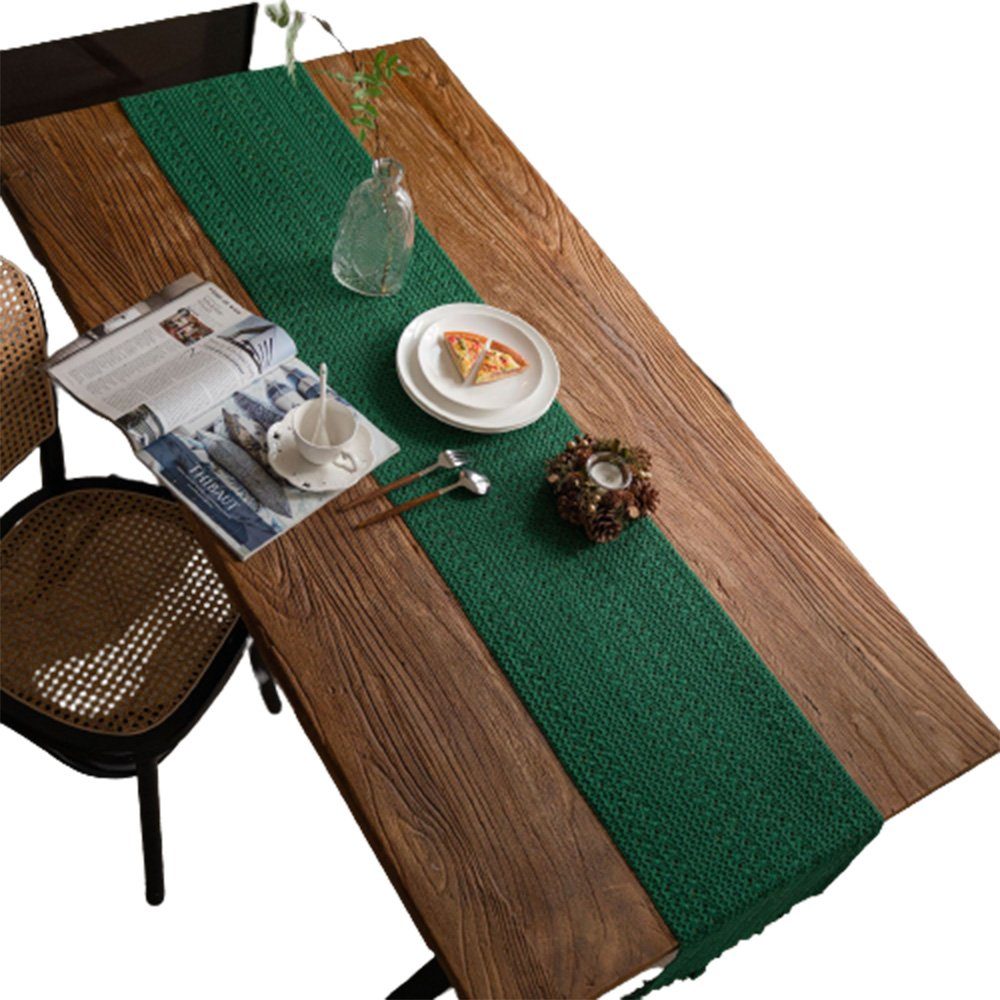 FELIXLEO Tischläufer Tischläufer Weihnachten Boho Vintage gewebte Baumwolle Leinen 30*180cm