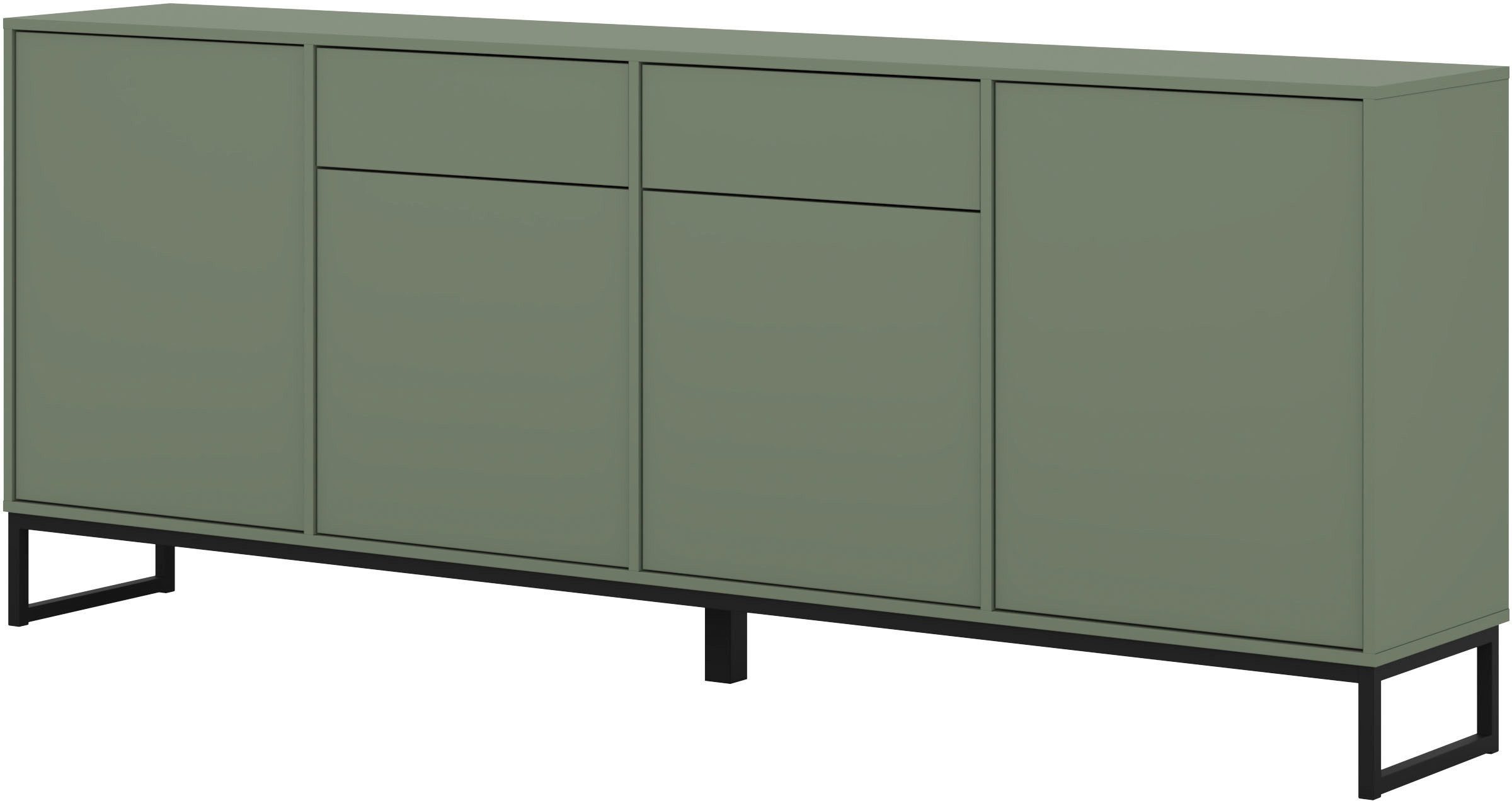 OTTO home Sideboard Loft, Breite 208,5 cm, grifflose Kommode 4 Türen/2 Schubkästen., Schubladenschrank mit viel Stauraum, Einlegeböden verstellbar