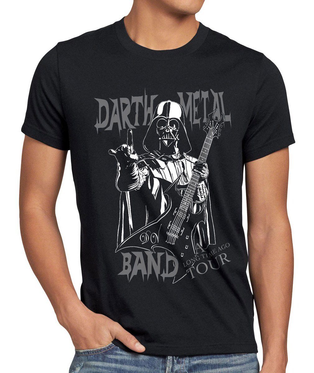 style3 Print-Shirt rock yoda Darth T-Shirt us schwarz skywalker wars Herren luke vader jedi Band Metal star