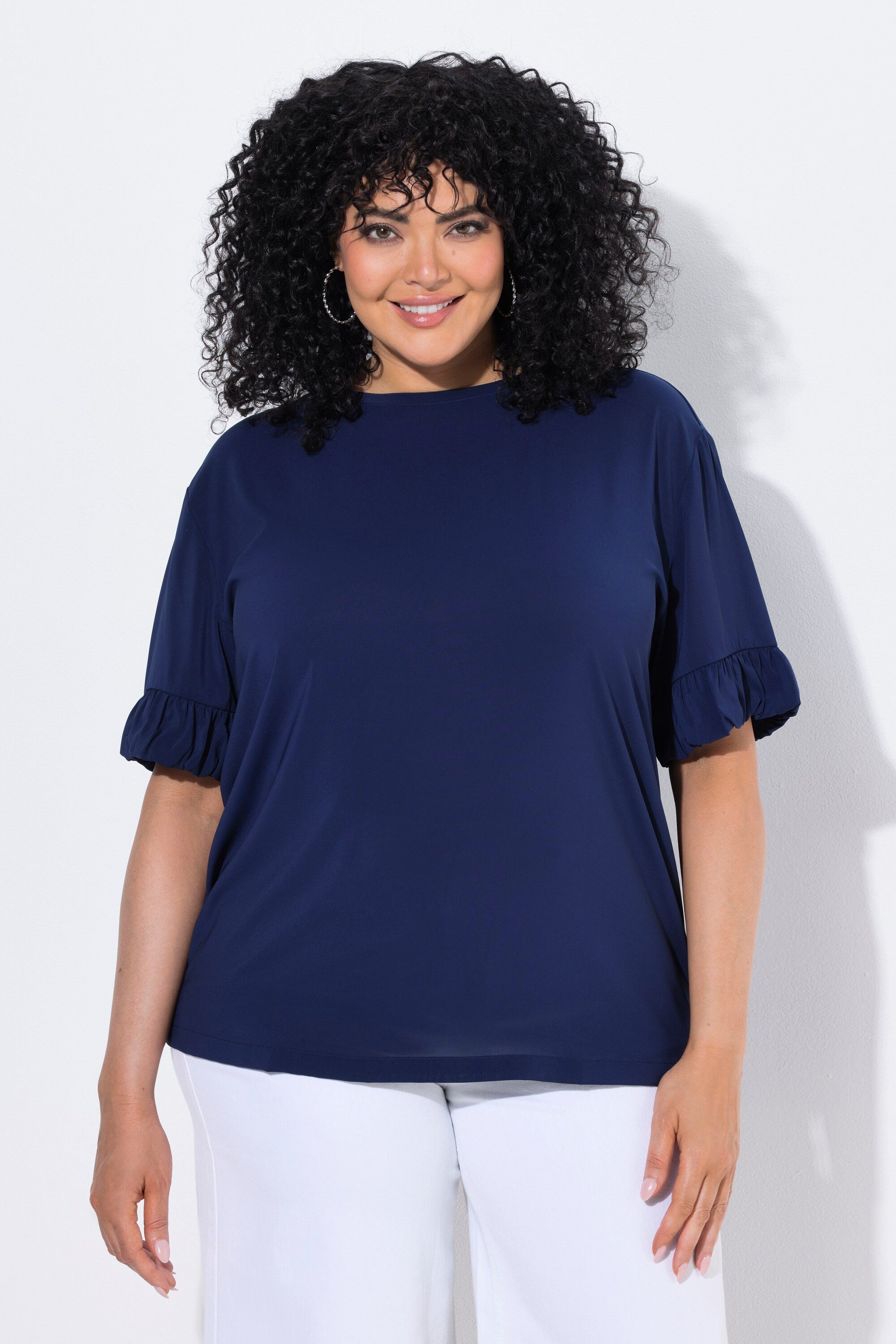 T-Shirt T-Shirt Materialmix Oversized Rundhals Halbarm