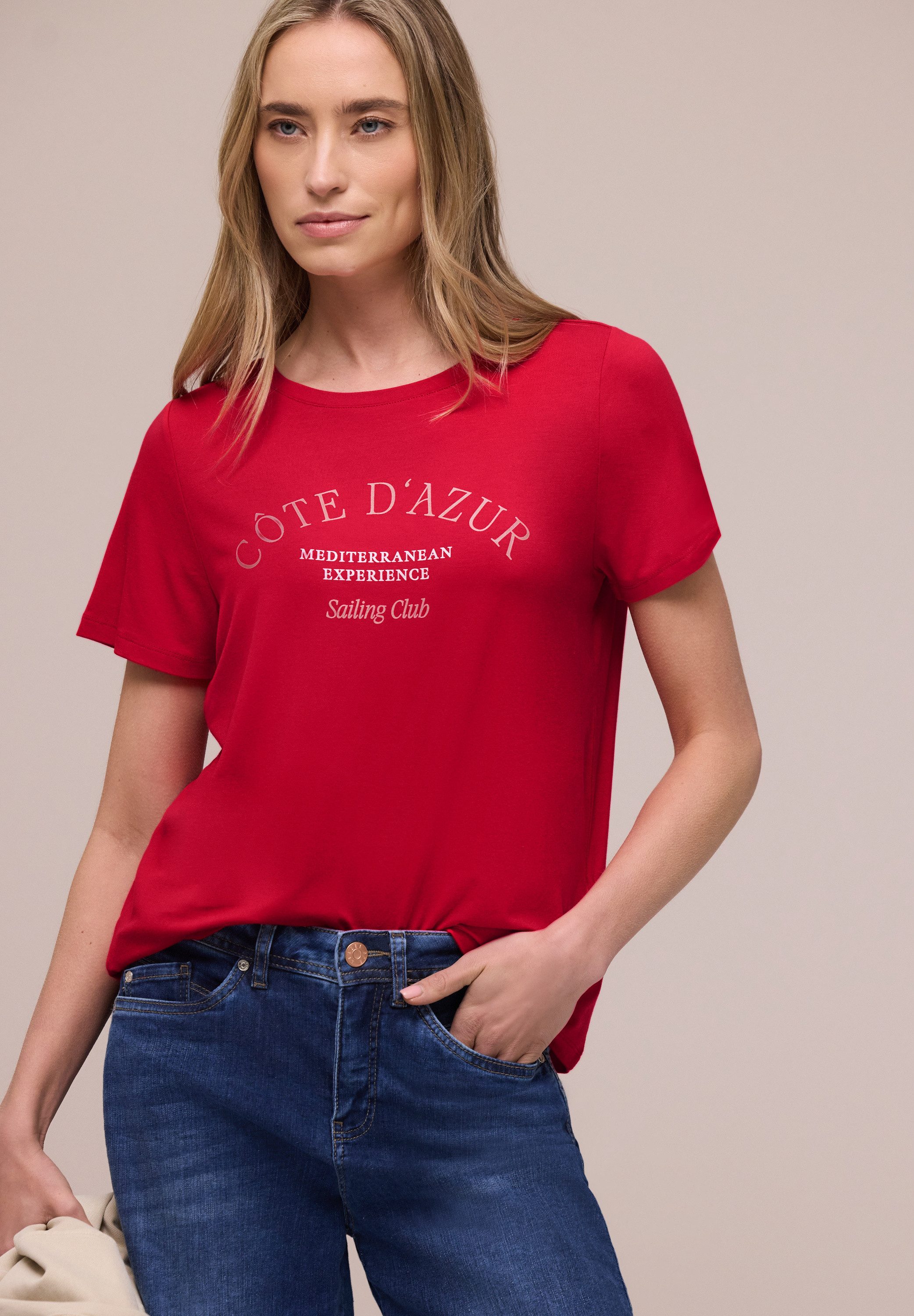 STREET ONE Rundhalsshirt Sommershirt mit Wording-Print günstig online kaufen