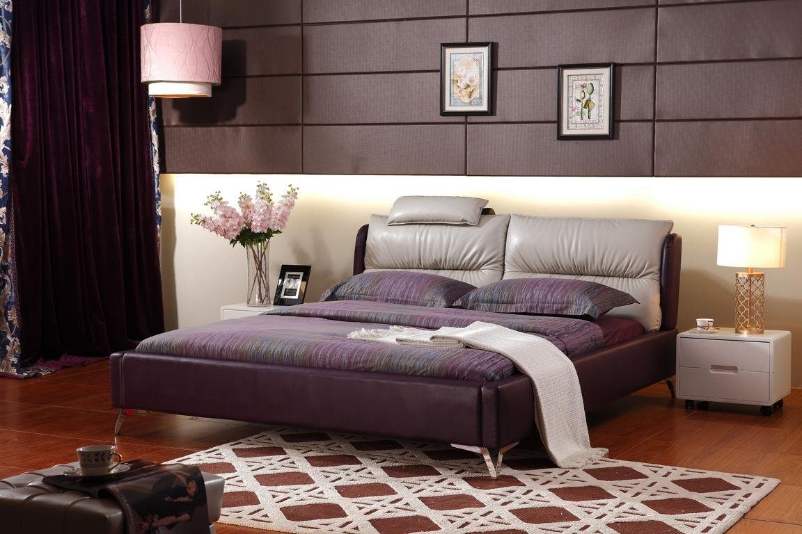 Xlmoebel Bett Luxus Doppelbett aus hochwertigem Leder im modernen Design (1-tlg., Designer Bett 2122), Hergestellt in Europa