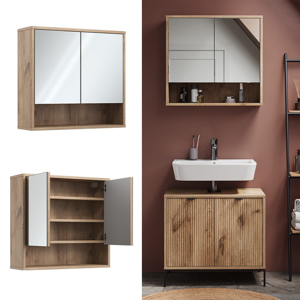 Vicco Badezimmerspiegelschrank Eliza, Viking Oak, 70 x 65 cm mit 2 Türen (1-St) – Bild 2 von 5