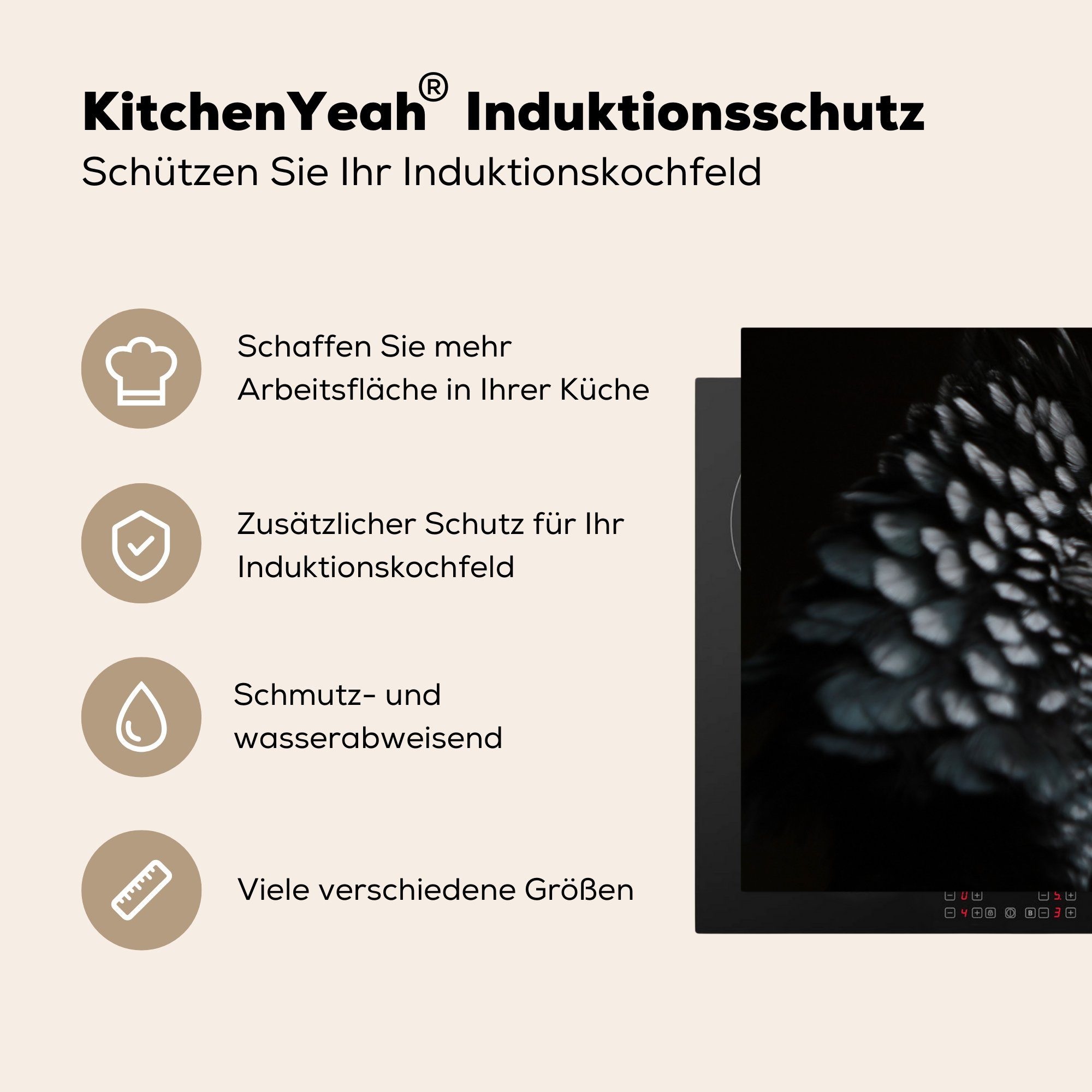 Vinyl, - 81x52 die Vogel für MuchoWow Schutz - cm, Induktionskochfeld Herdblende-/Abdeckplatte Schnabel tlg), Ceranfeldabdeckung Federn, (1 küche,