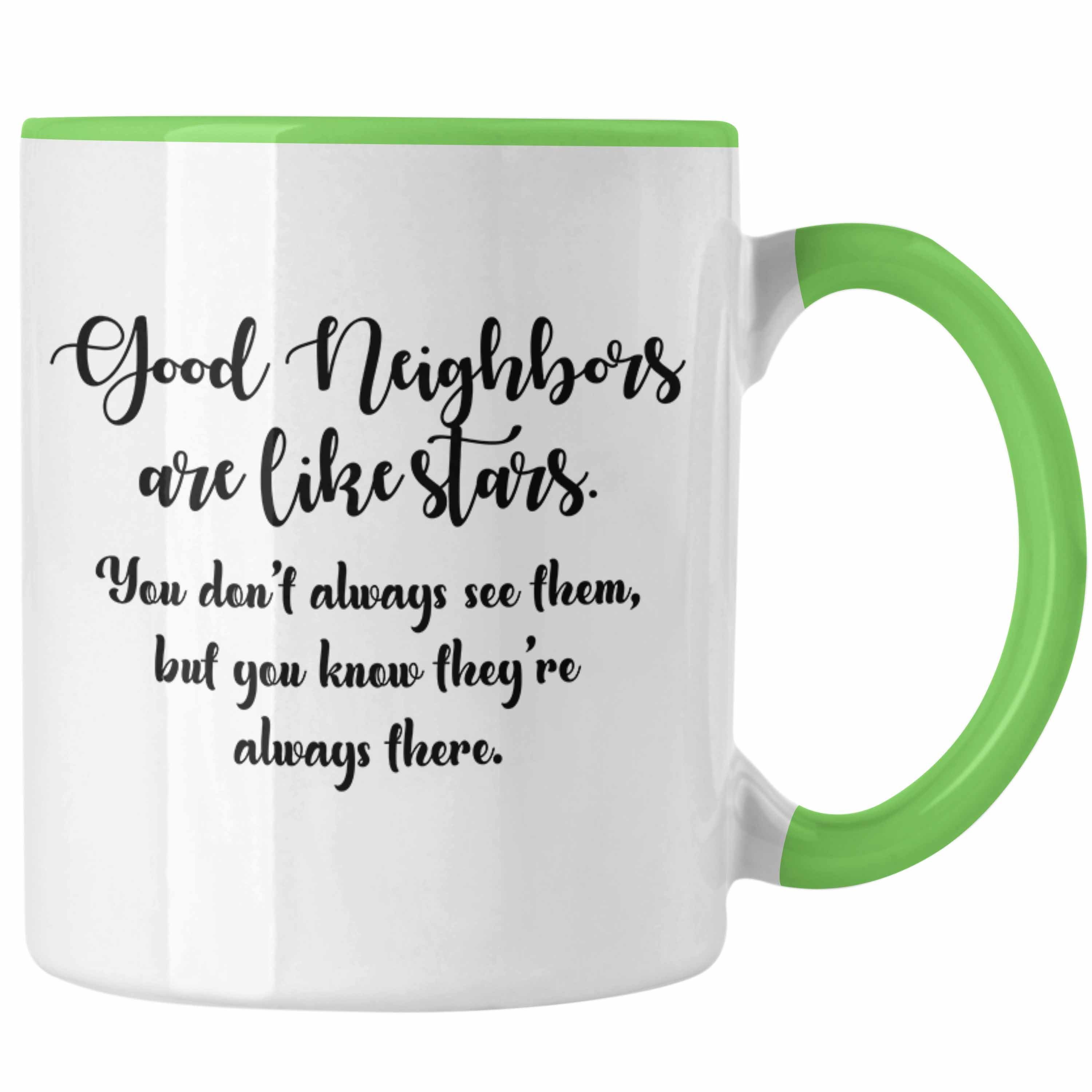 Trendation Tasse Trendation Tasse Nachbarn Bester Grün Nachbarn Welt - der Nachbar Geschenk für Nachbarin Beste Geschenkidee