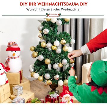 COSTWAY Künstlicher Weihnachtsbaum, 120cm, 150 LED, 364 Spitze PVC Nadeln