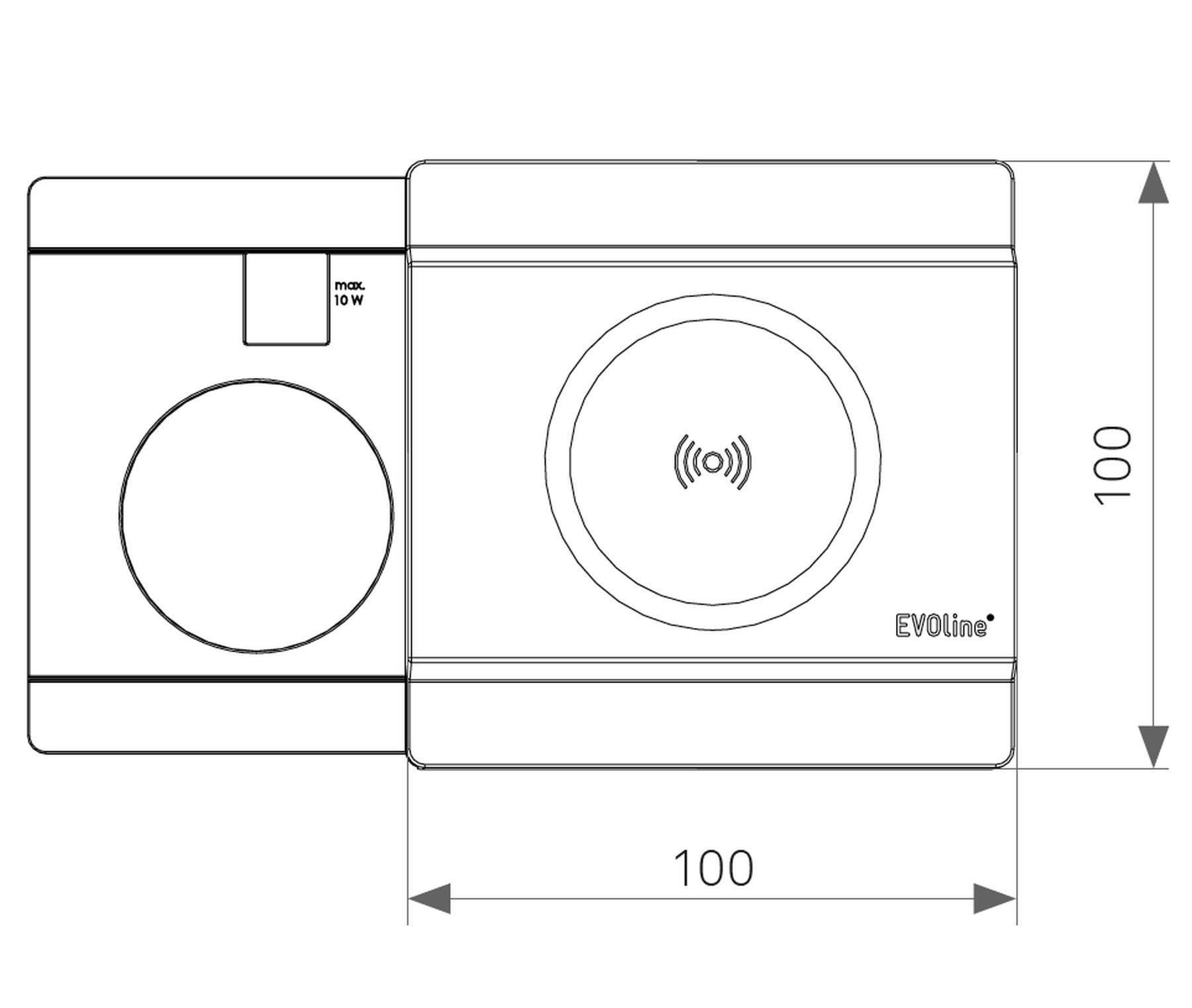 Schulte Elektrotechnik Einbausteckdose Circle80 DISQ Küchensteckdose Qi-Ladestation USB A/C Einbau-Tischsteckdose (Kabellänge 2.50 m)