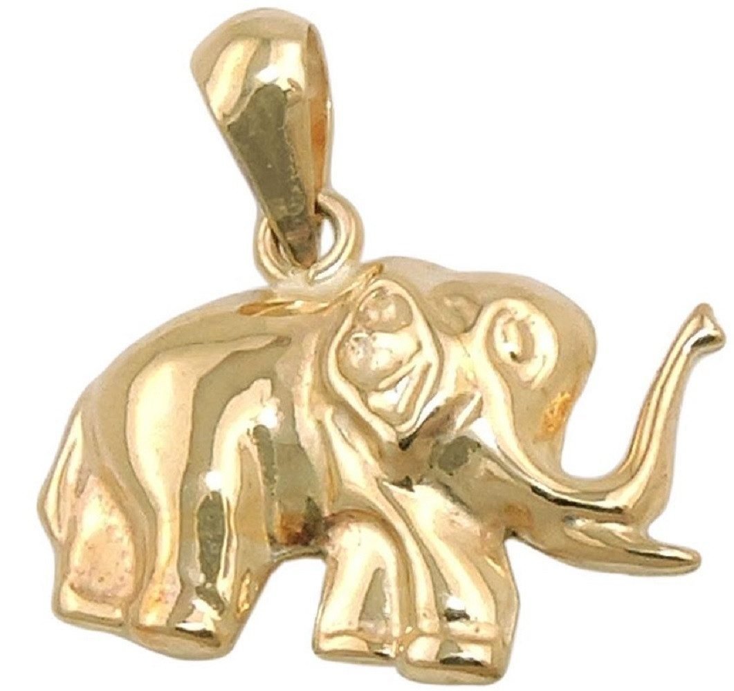 Kettenanhänger Anhänger Elefant glänzend 375 Gold 15 x 12 mm