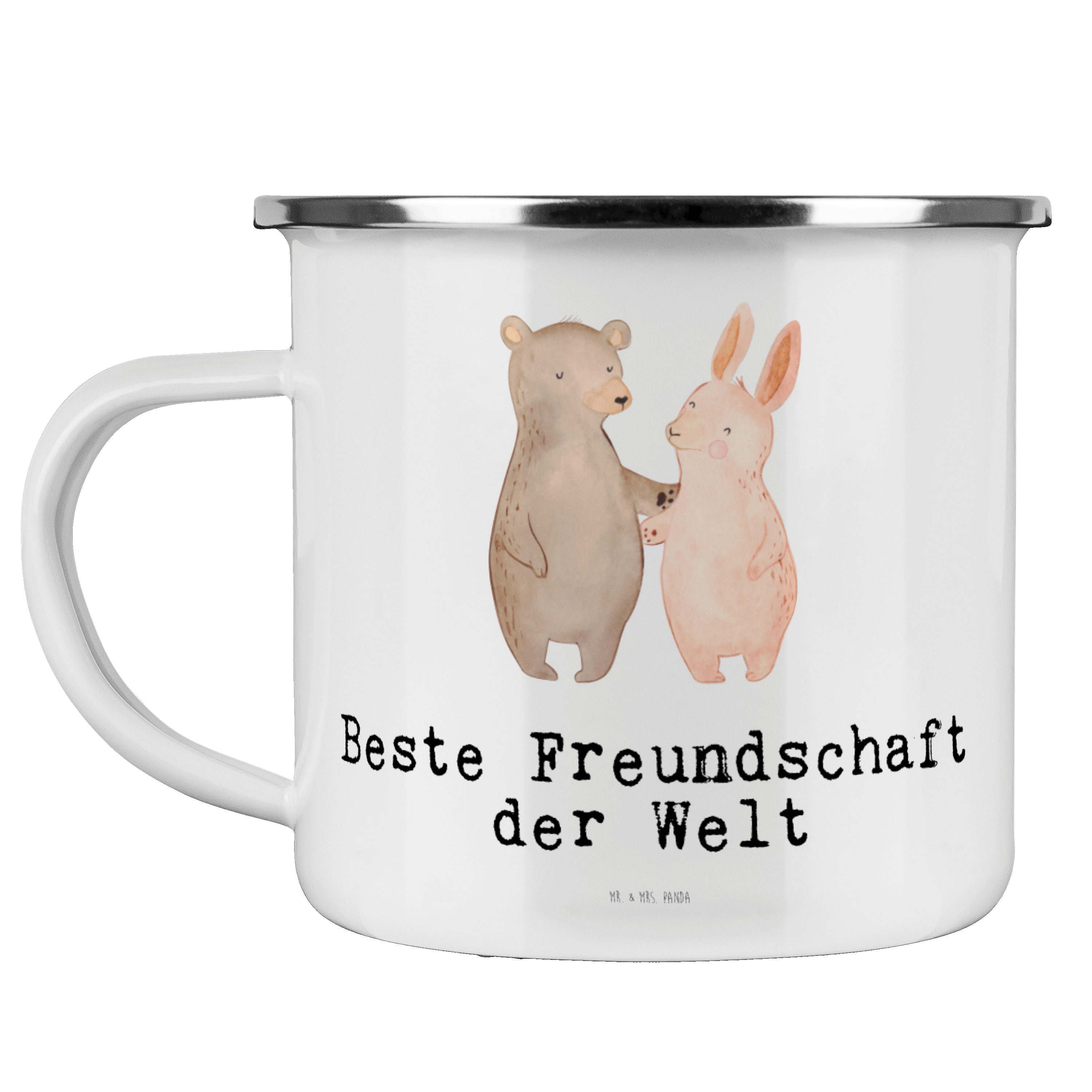 Kaffee & Panda Emaille Welt Freundschaft Mrs. der Weiß Beste Hase Mr. Blech, Becher - Geschenk, - bff,