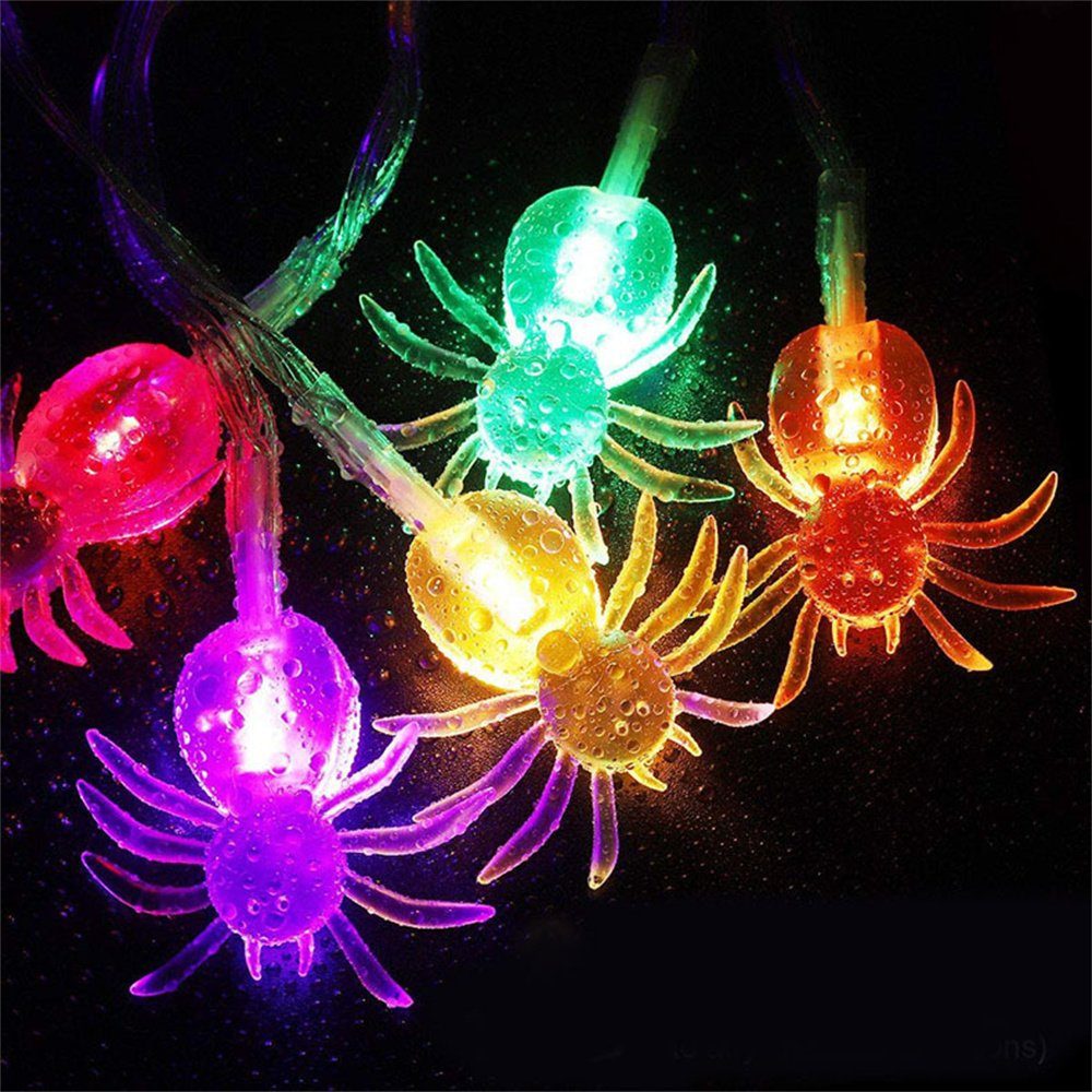 Spinne, LED Lichterkette Oneid mit Lichterkette Lichterketten Fernbedienung mehrfarbig Halloween