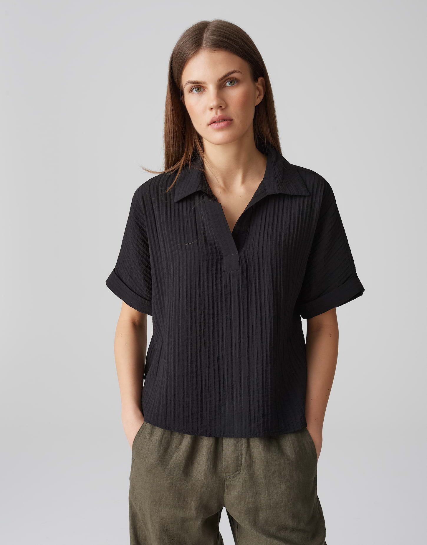 OPUS Kurzarmbluse FELSA Loose in Crinkle günstig online kaufen