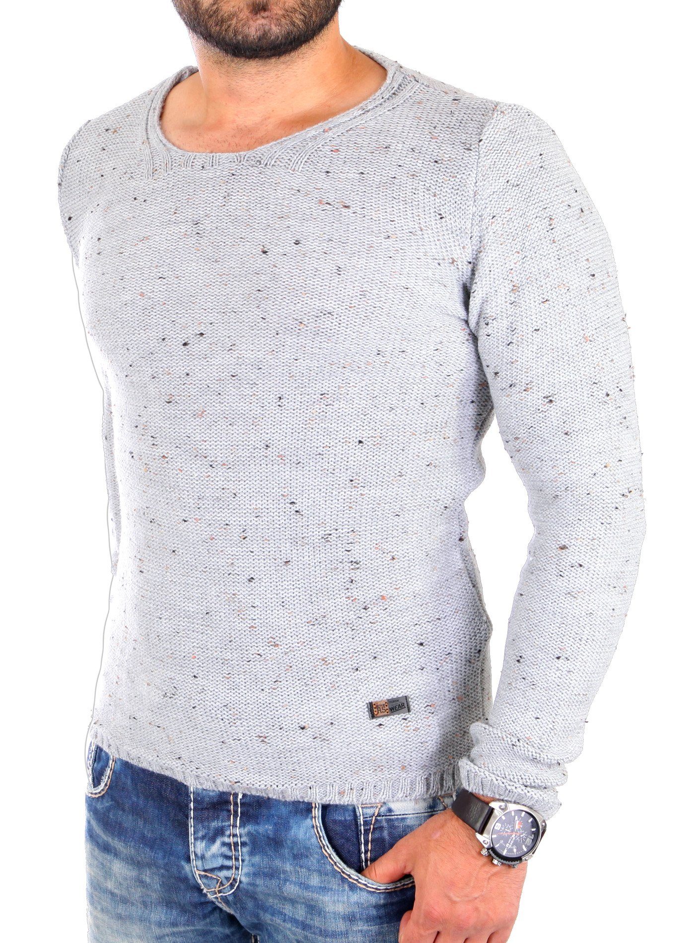 Strickpullover Reslad Strickpullover Herren Crewneck melierter Pullover RS-3105