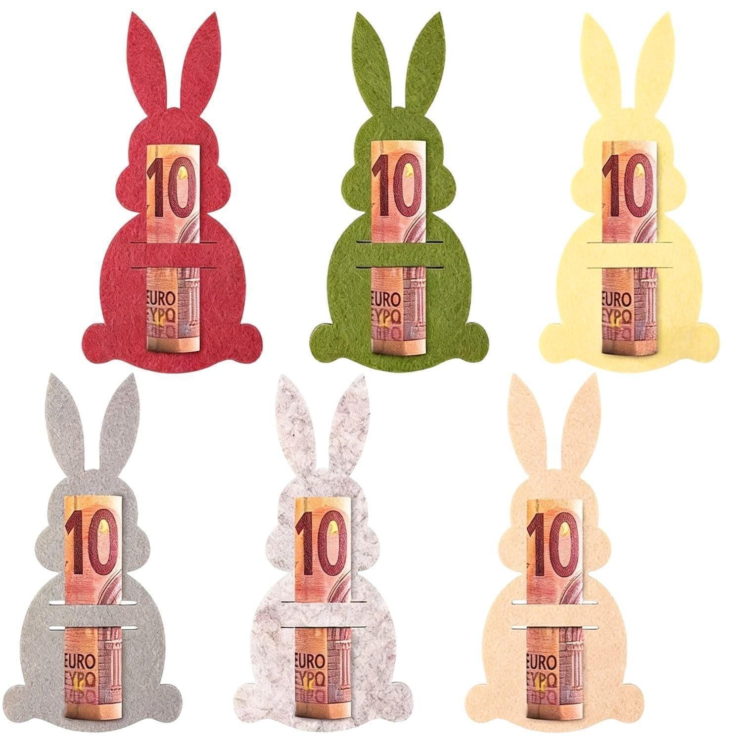 LuxusKollektion Geschenkbox Filz Osterhasen Geldgeschenk Set 6tlg bunt (6 St)
