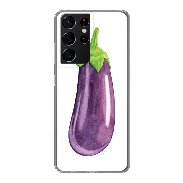 MuchoWow Handyhülle Aquarell - Aubergine - Violett Phone Case Handyhülle Samsung Galaxy S21 Ultra Silikon Schutzhülle