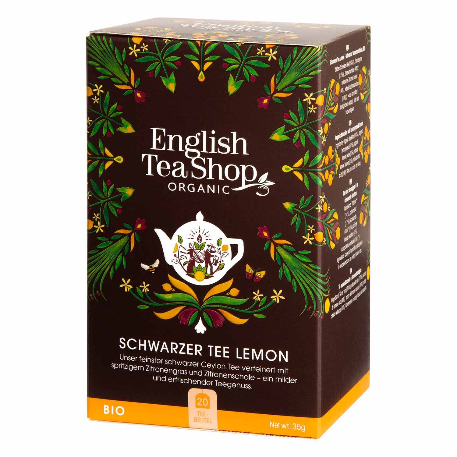 English Tea Shop Tee Schwarzer Tee Lemon, BIO, 20 Teebeutel, Ausdrucksstark und erfrischend.