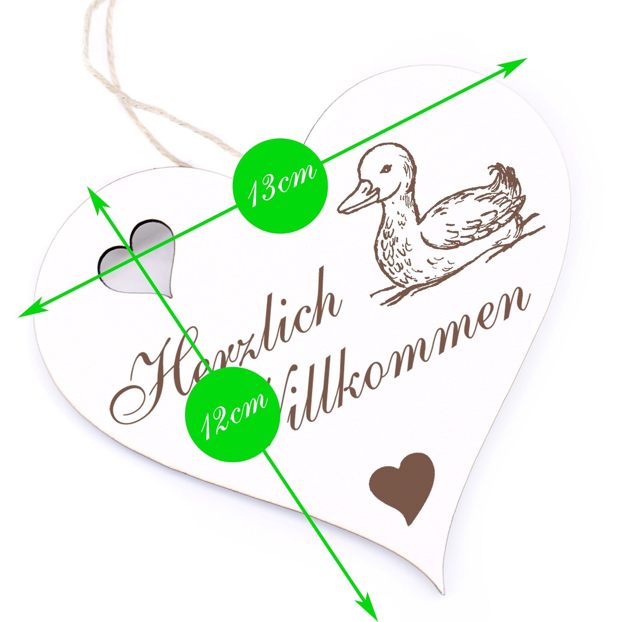 Willkommen Ente Herzlich - niedliche Hängedekoration Dekolando - 13x12cm