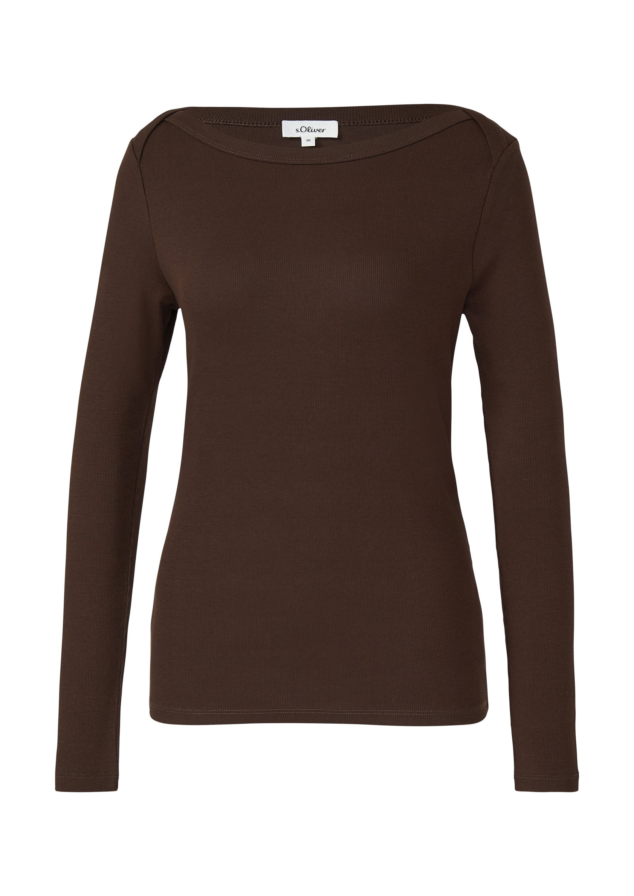 s.Oliver Langarmshirt T-Shirt Geripptes Langarmshirt mit U-Boot-Ausschnitt günstig online kaufen