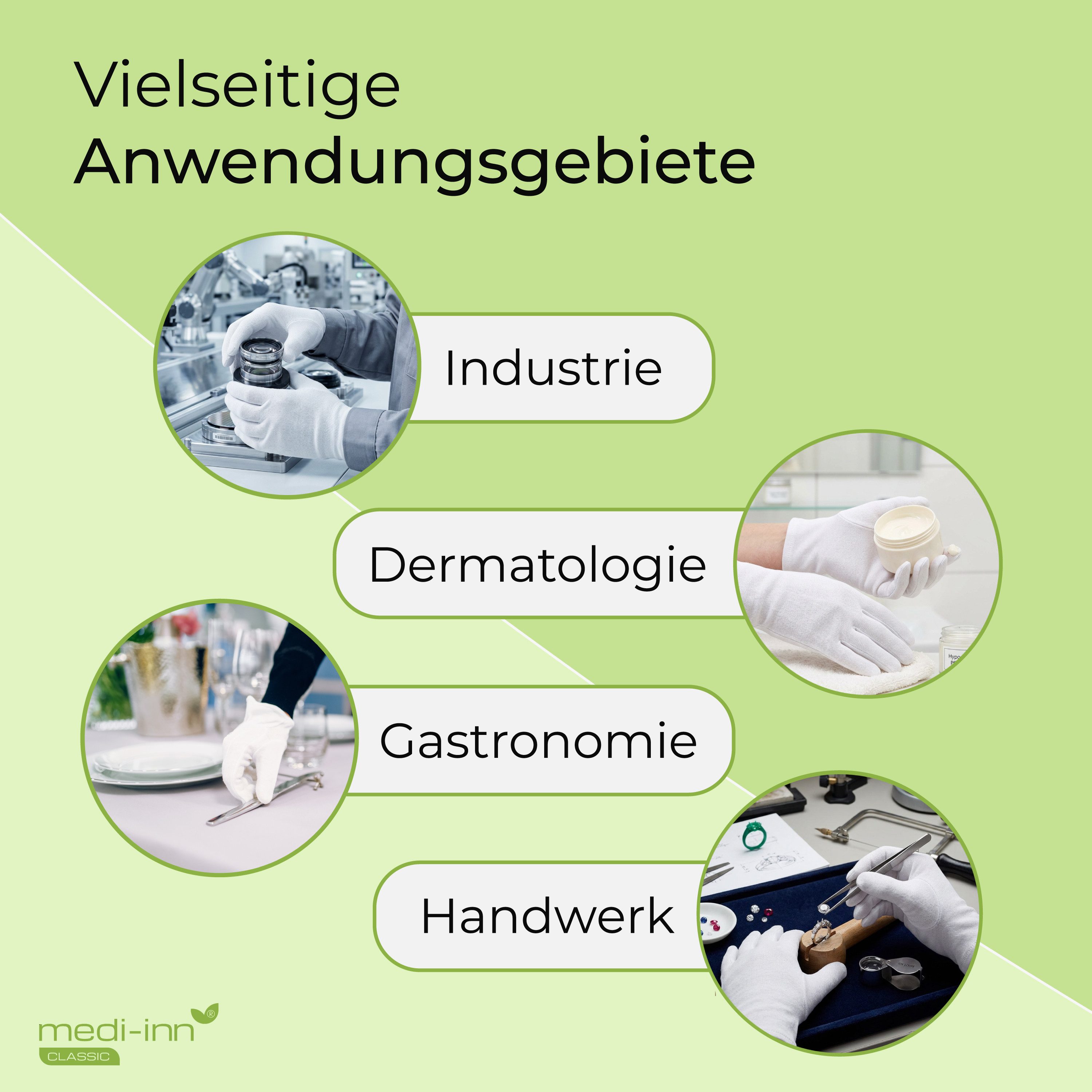 Medi-Inn CLASSIC Baumwollhandschuhe Trikot, reinweiß, atmungsaktiv, 100 % Baumwolle atmungsaktiv – Bild 5 von 5