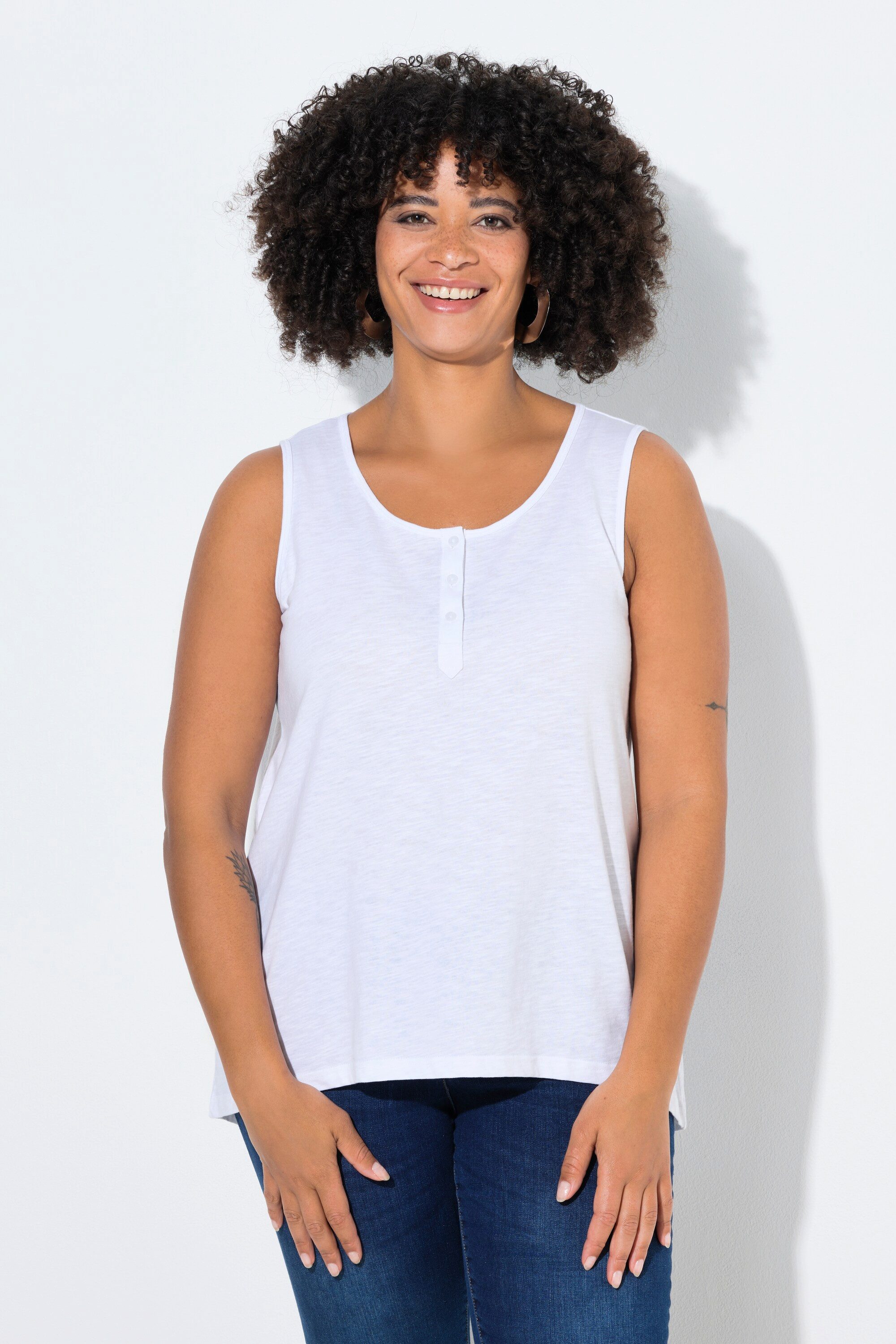 Angel of Style Longtop Jersey-Top A-Linie Flammjersey Knopfleiste