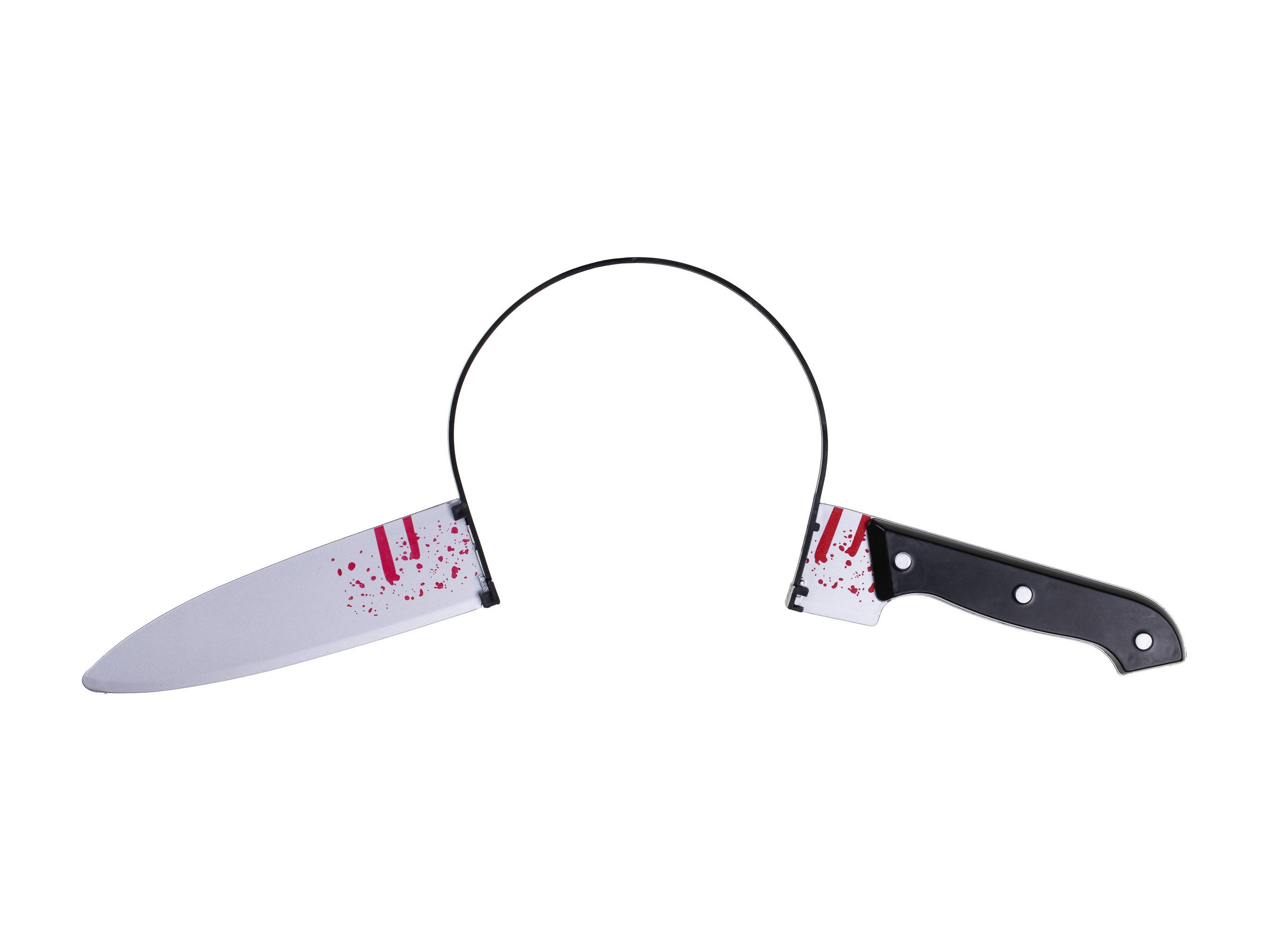 partydeco Haarreif, Haarreif Messerattrappe Motiv 45x14cm Schwarz Silber