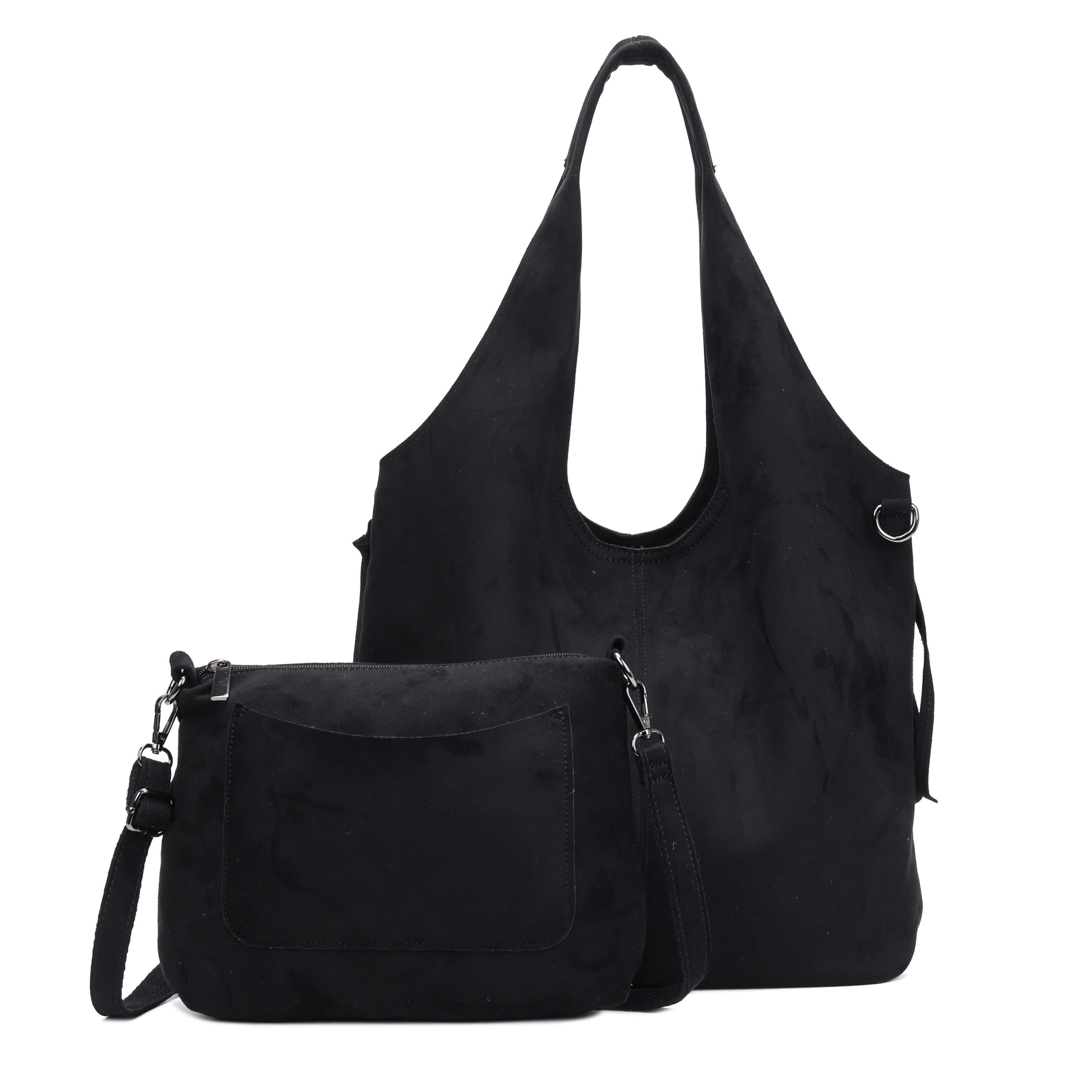 MIRROSI Shopper Damen Hobo bag 2-in-1 Set Wildleder-Optik aus Polyester (mit kleiner Umhängetasche & Reißverschluss, ca. 36 x 17 x 29 cm), Neue Kollektion Herbst/Winter 2026