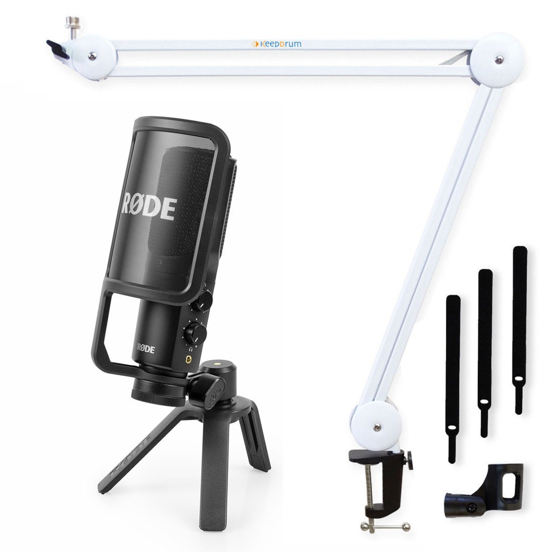 Mikrofon Rode NT-USB+ Kondensatormikrofon mit Gelenkarm Weiss